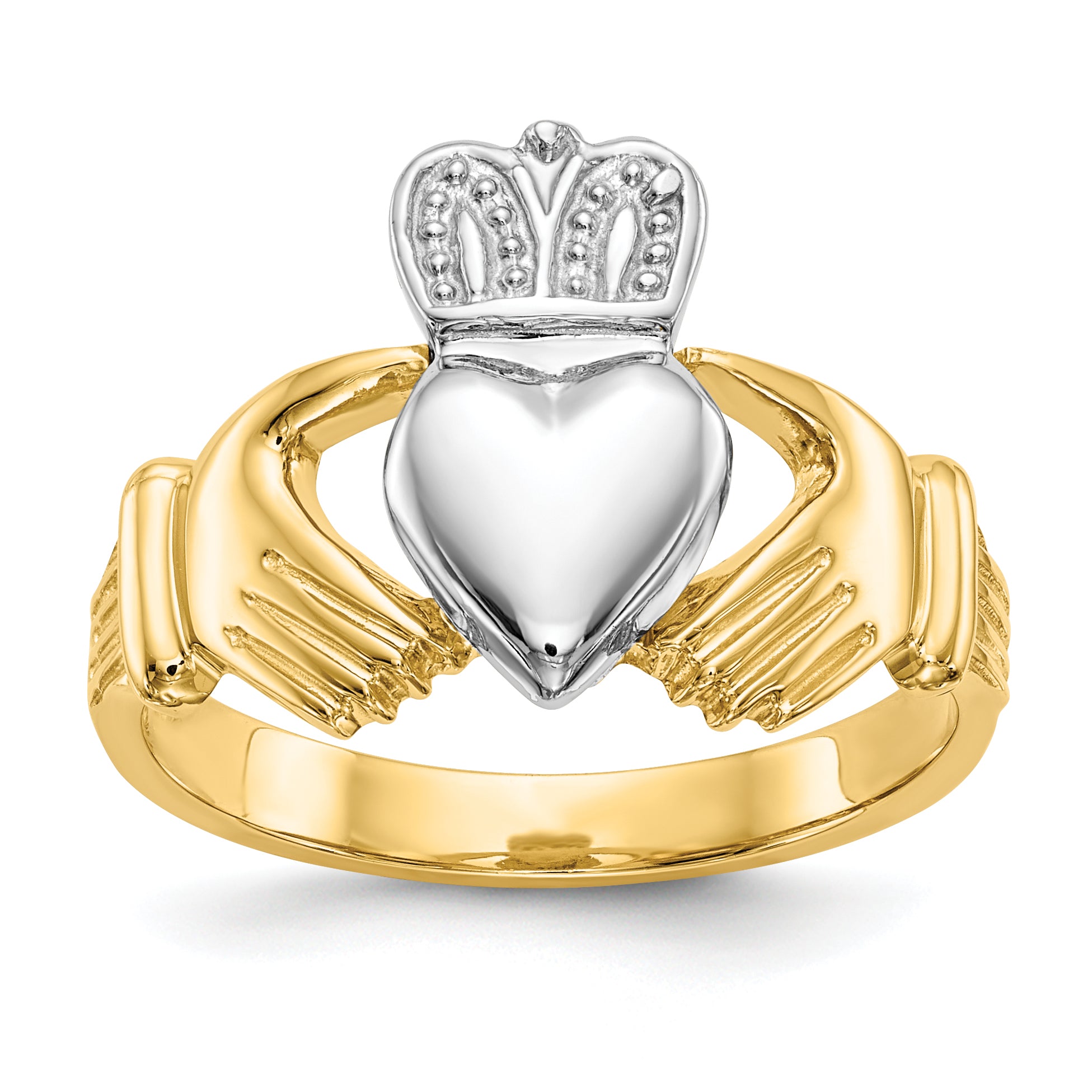 14k Mens Two-tone Claddagh Ring Main image