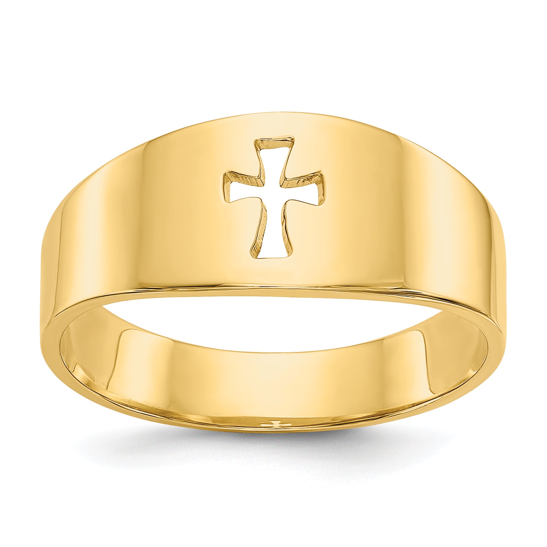 14k Polished Cut-out Cross Ring Main image
