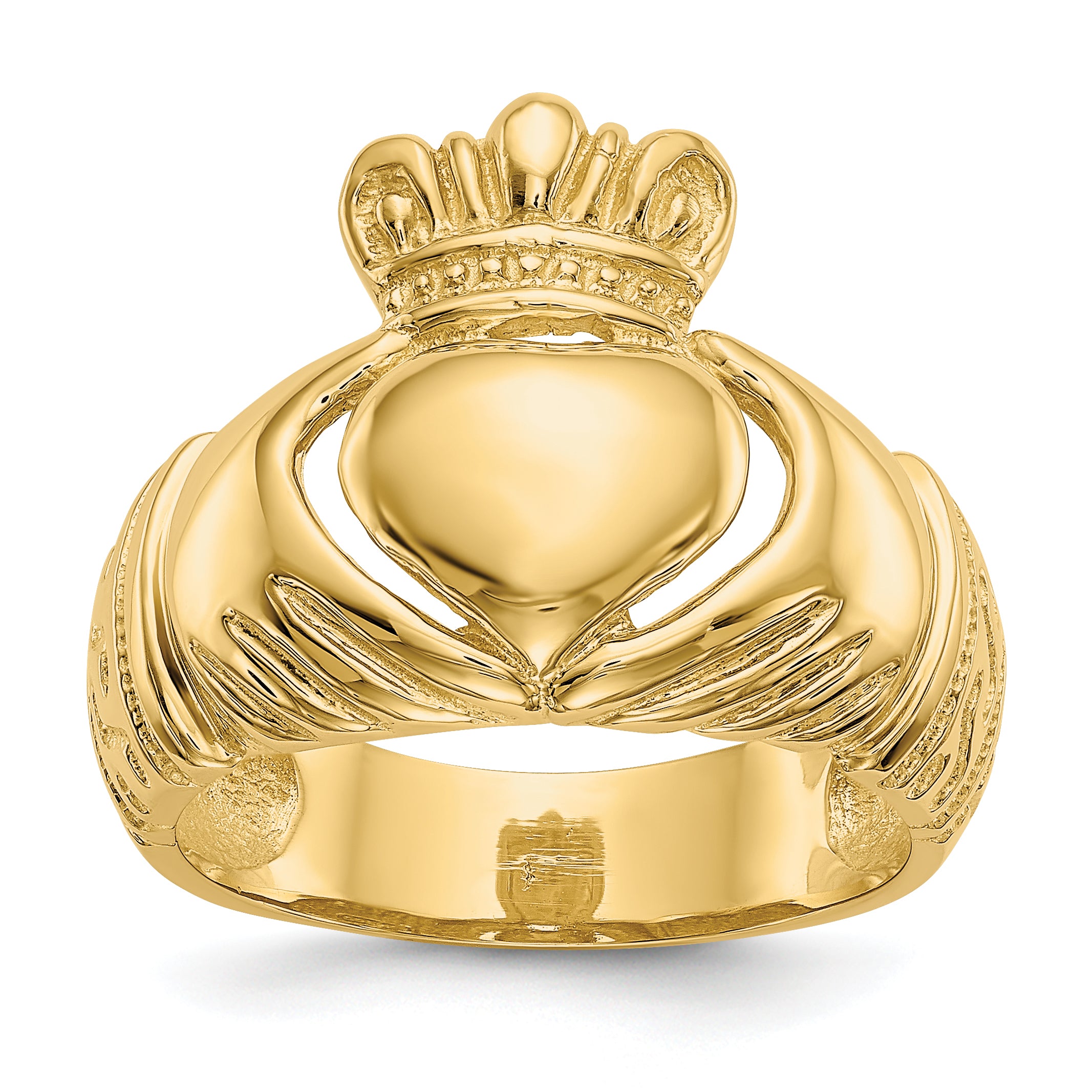 14k Polished Domed Claddagh Ring Main image