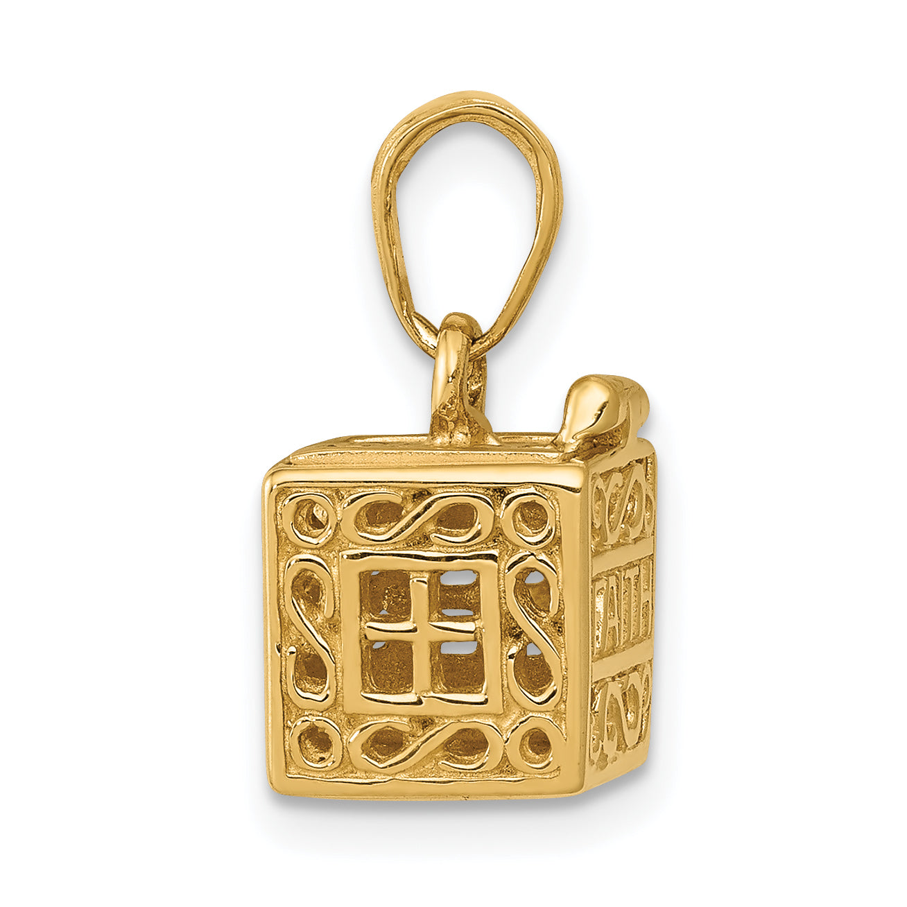 14K Gold 3D Faith and Hope Prayer Box Charm  Casted, Elegant Design Secondary image