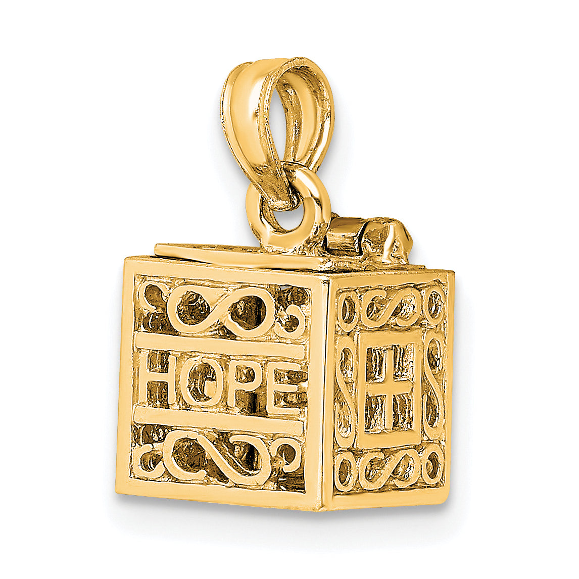 14K 3D Faith and Hope Prayer Box Charm Main image