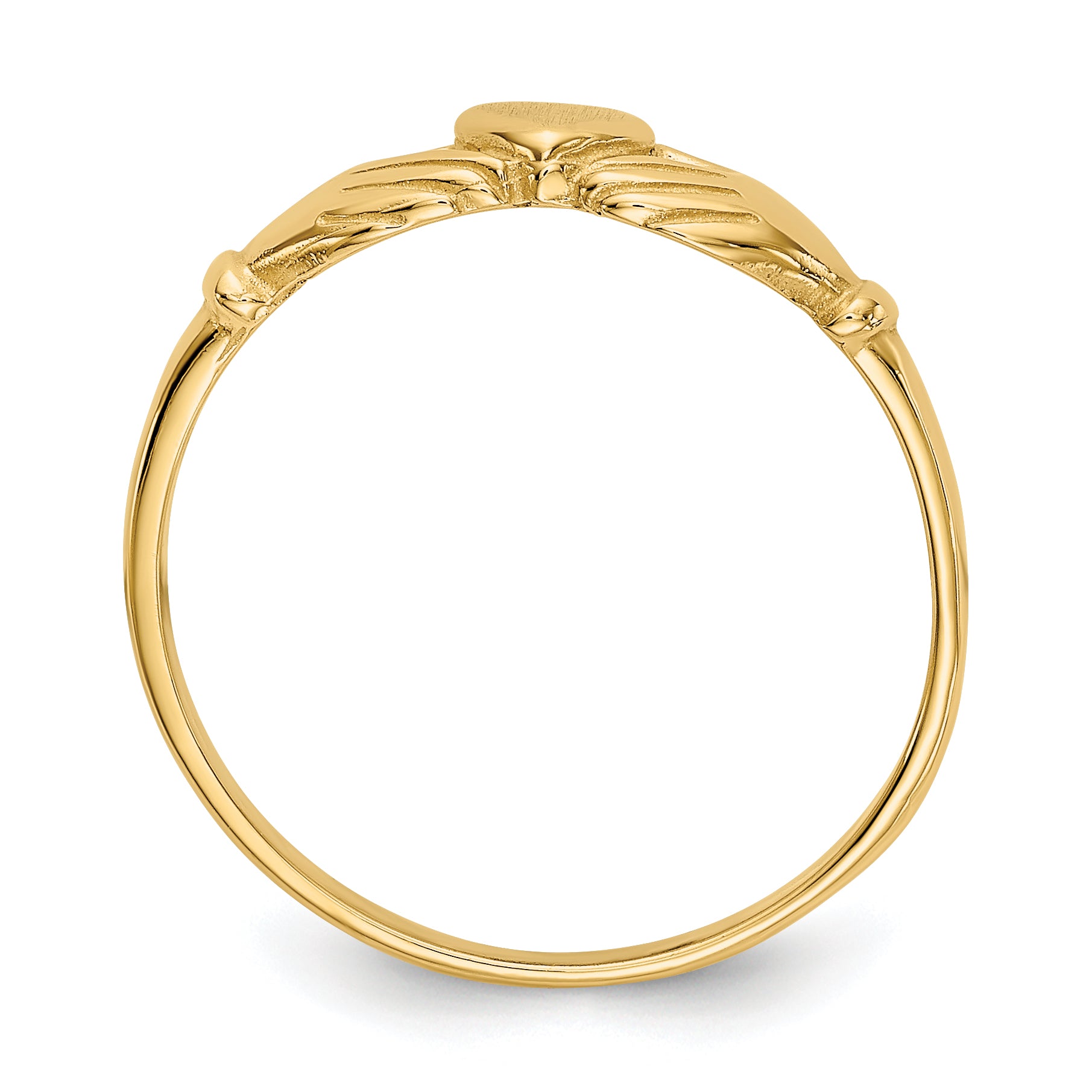 14k Polished and Satin Claddagh Ring Secondary image