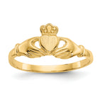 14k Polished and Satin Claddagh Ring