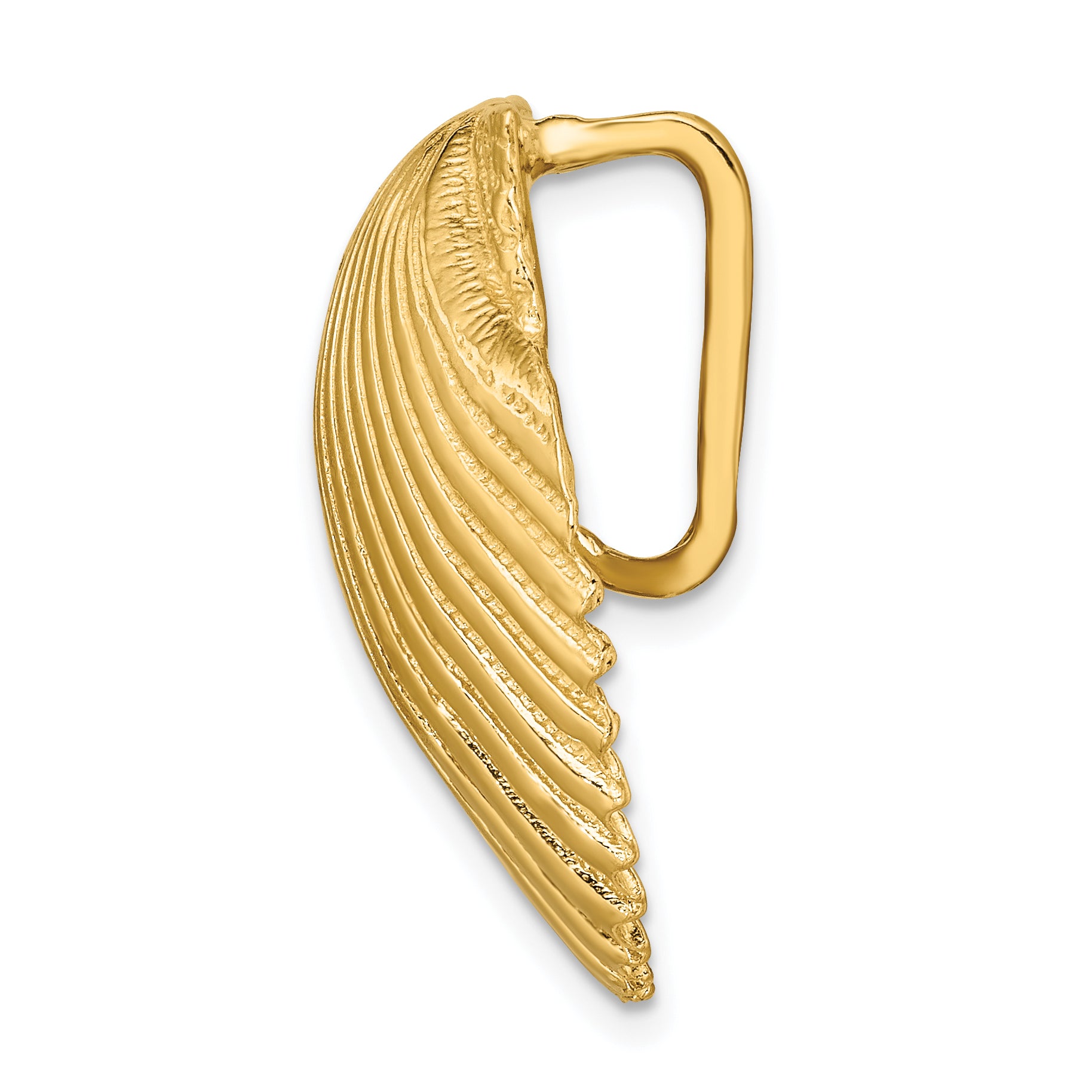 14K Gold Scallop Shell Slide Pendant  Fits 8mm & 10mm Omega