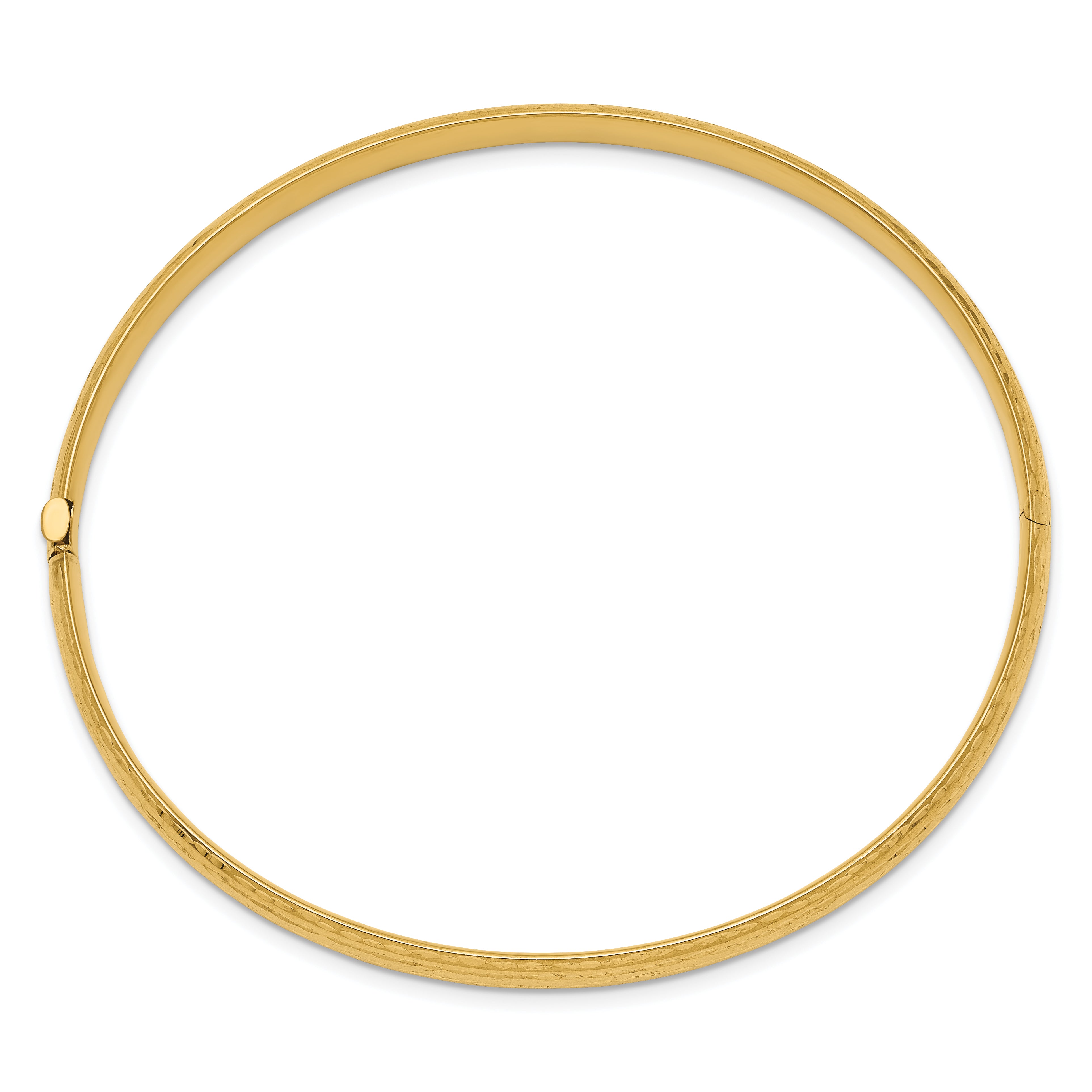 14K Gold Diamond-Cut Polished Hinged Bangle Bracelet for Women Secondary image