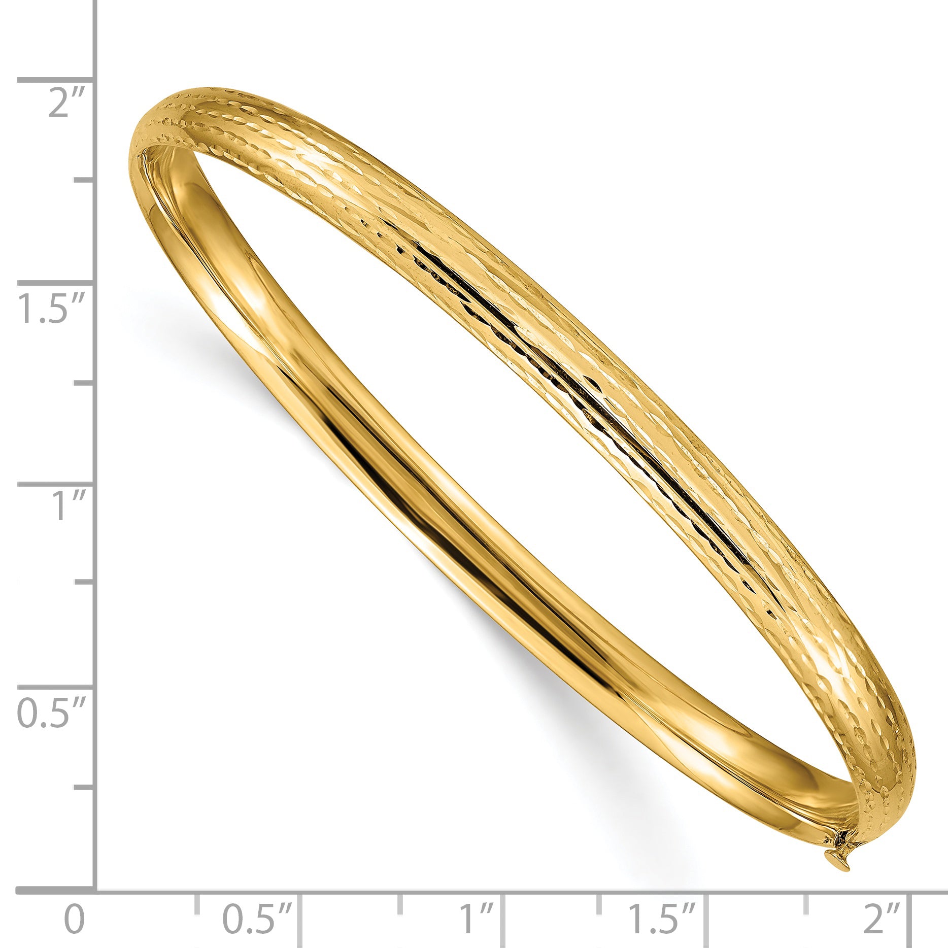 14K Gold Diamond-Cut Polished Hinged Bangle Bracelet for Women