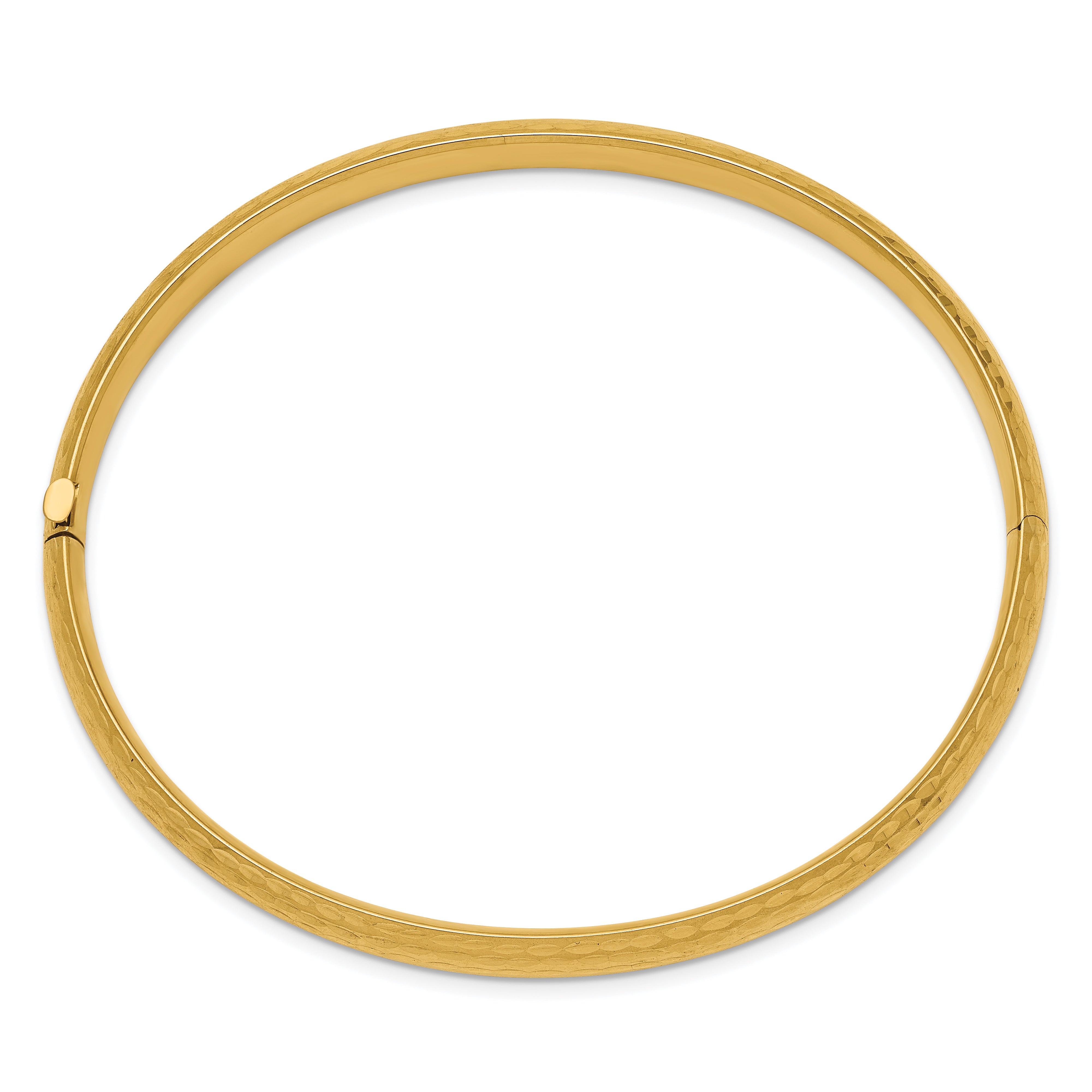 14K Gold Diamond-Cut Hinged Bangle Bracelet for Women Secondary image