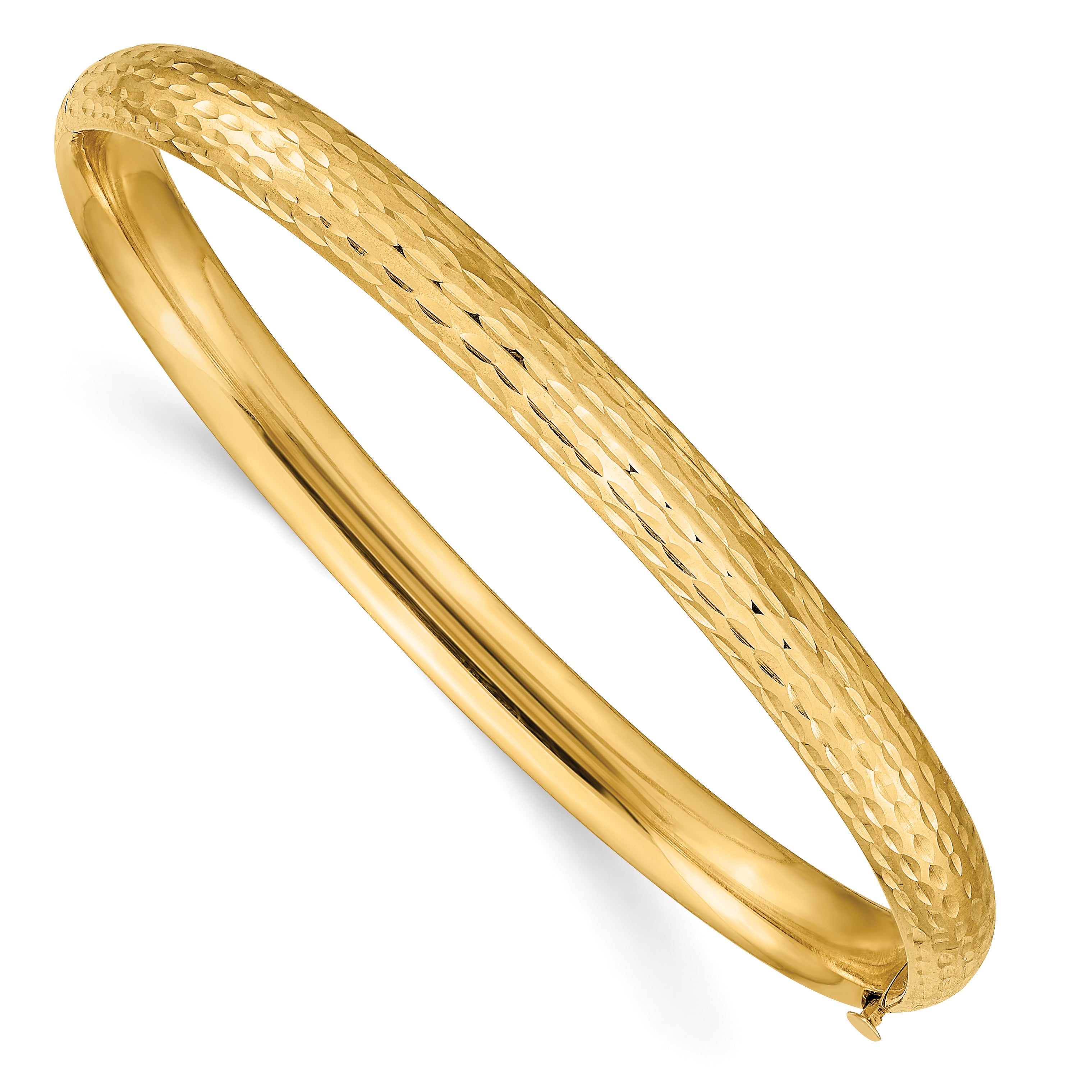 14k 4/16 Diamond-cut Fancy Hinged Bangle Bracelet Main image