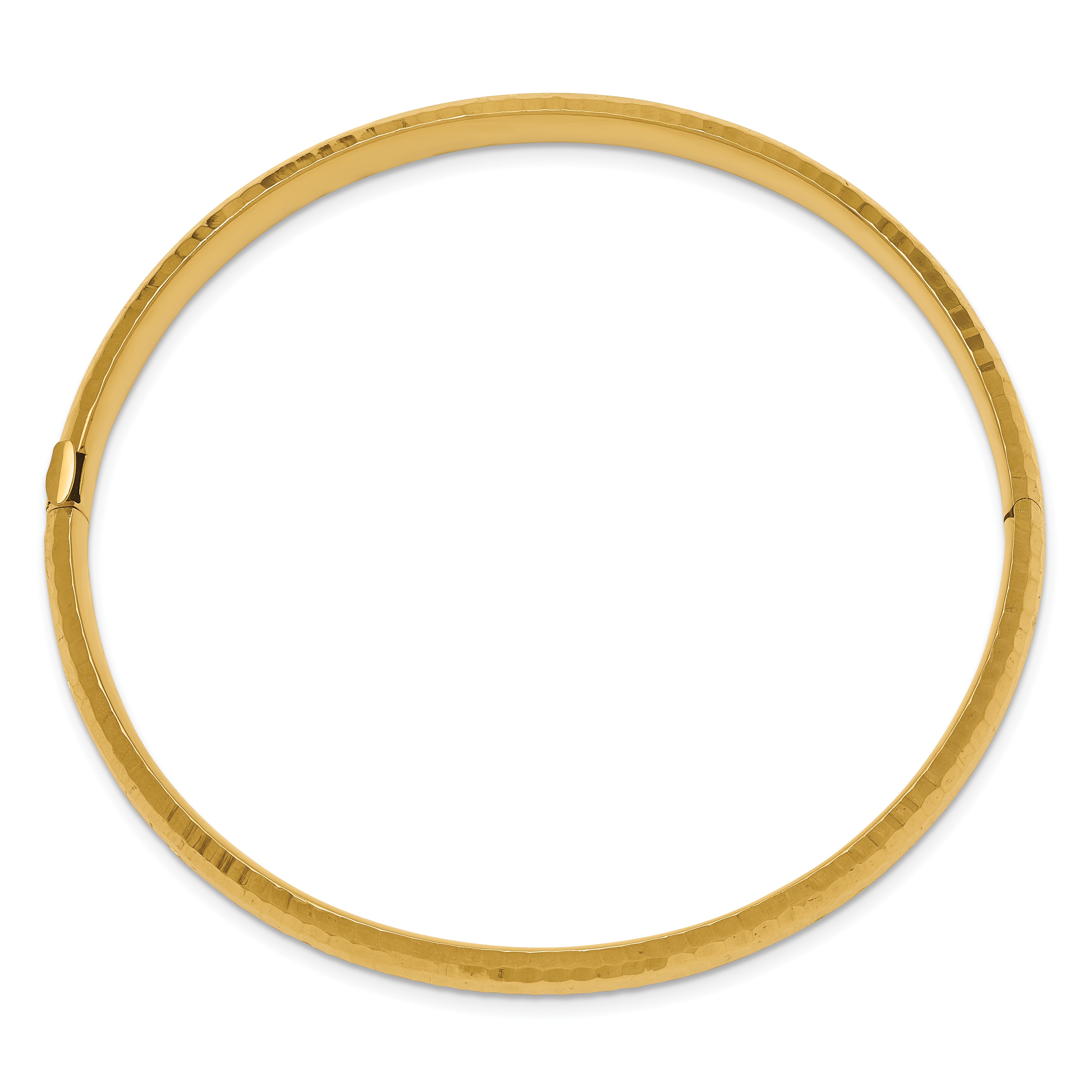 14K Gold Hammered Hinged Bangle Bracelet with Diamond-Cut Finish Secondary image