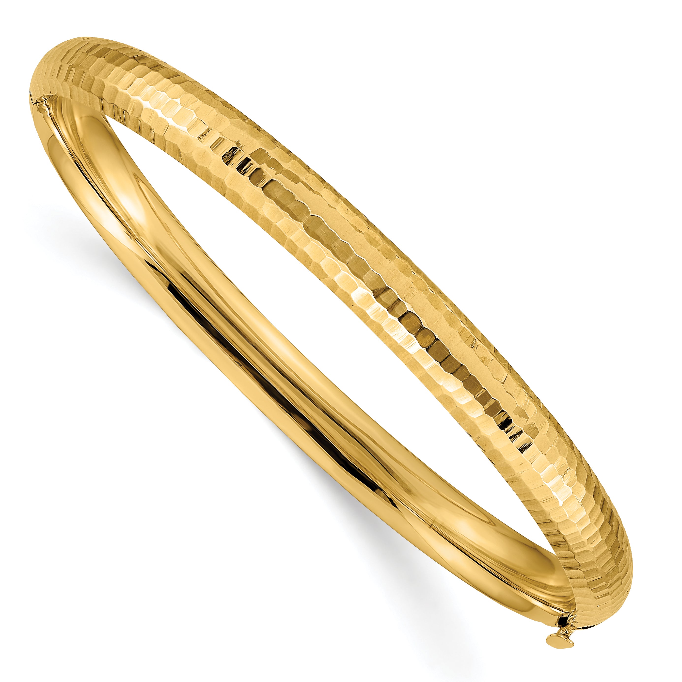14k 4/16 Hammered Fancy Hinged Bangle Bracelet Main image