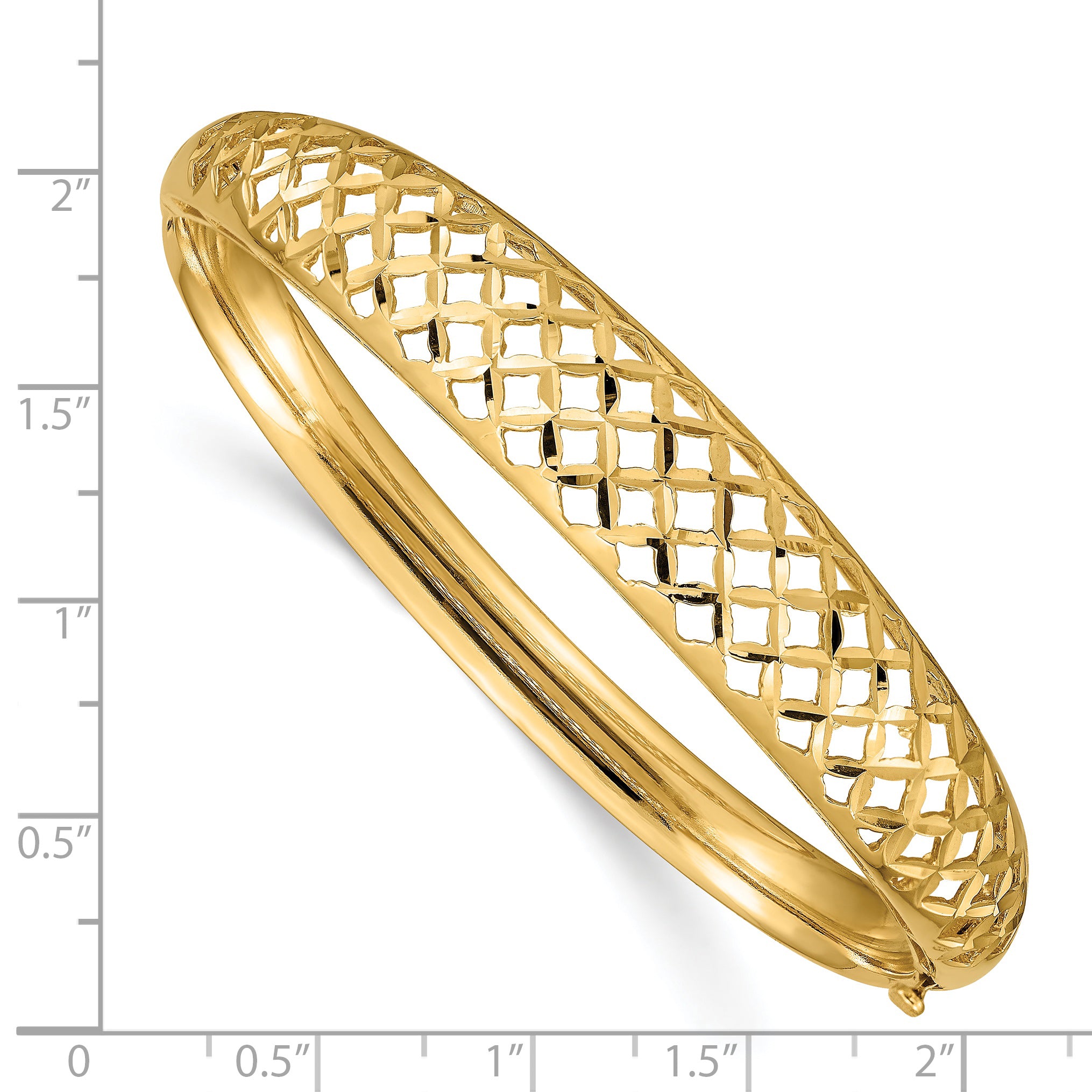 14k 6.25-12.5mm Graduated Fancy Weave Hinged Bangle Bracelet Secondary image