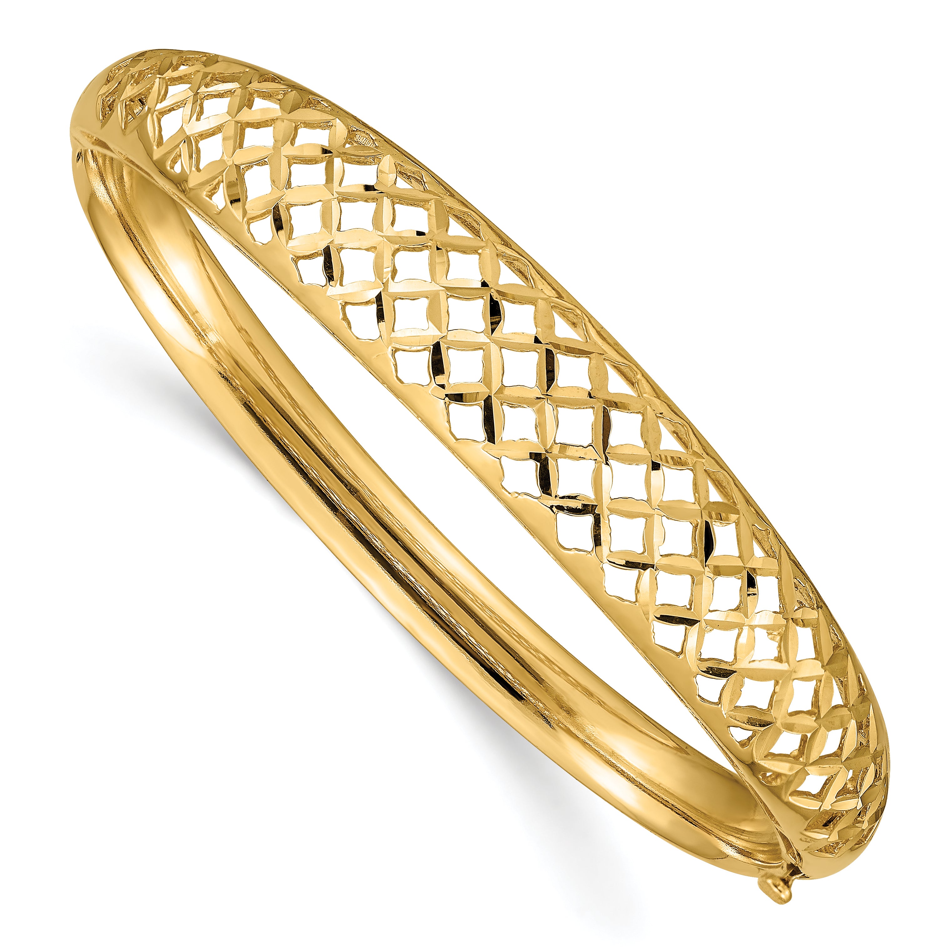 14k 6.25-12.5mm Graduated Fancy Weave Hinged Bangle Bracelet Main image