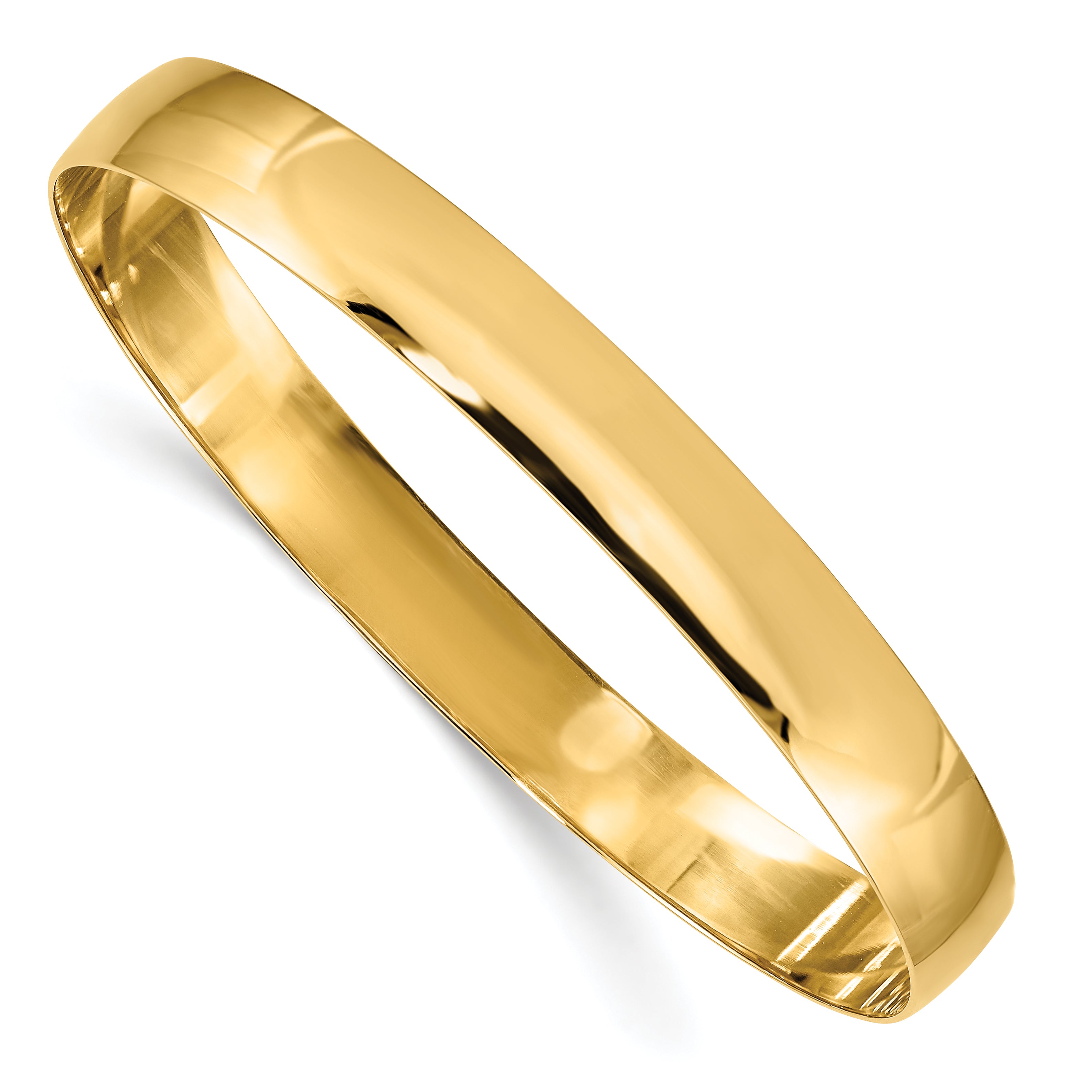 14k 8mm Solid Polished Half-Round Slip-On Bangle