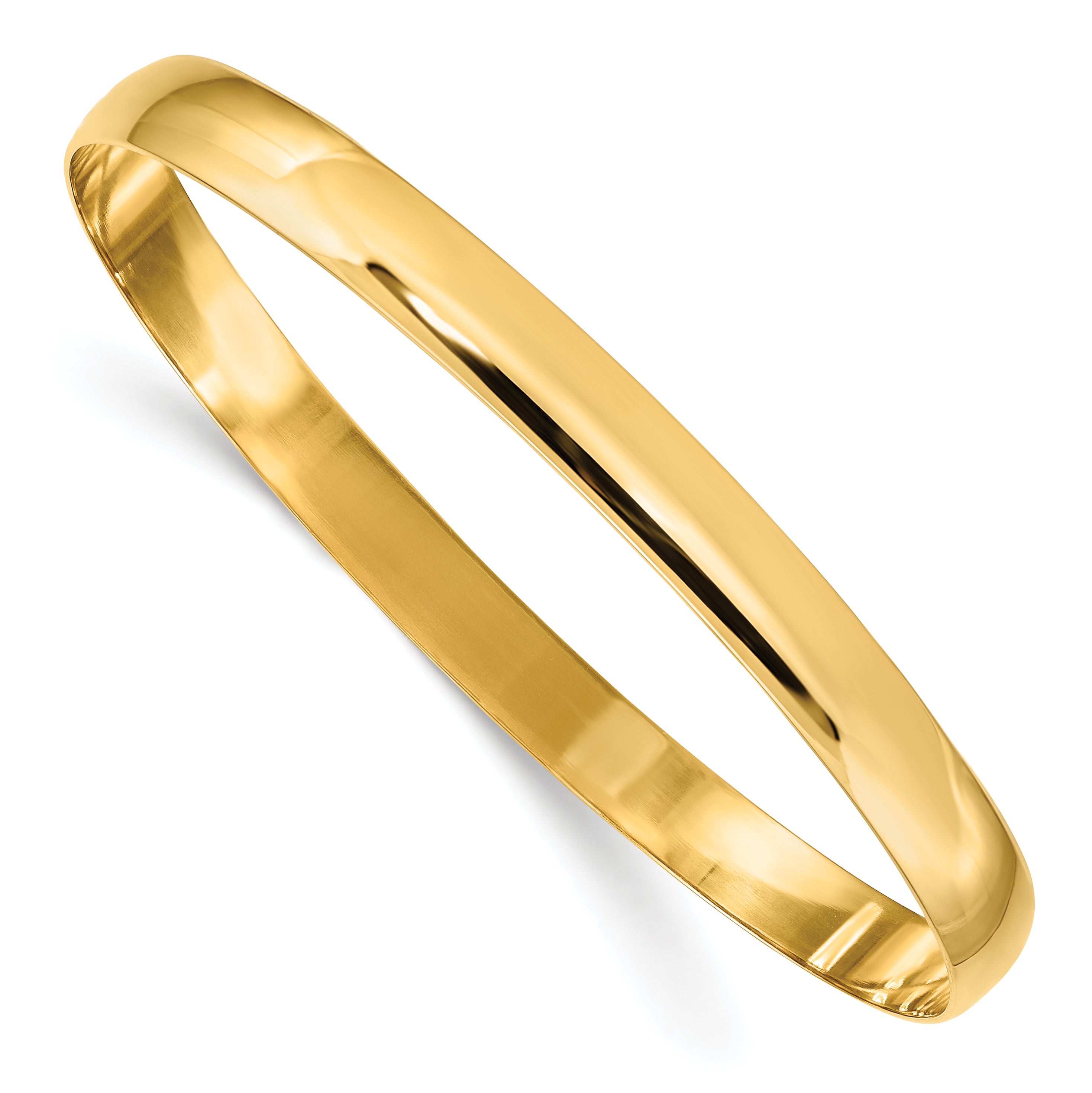 14k 6mm Solid Polished Half-Round Slip-On Bangle Main image