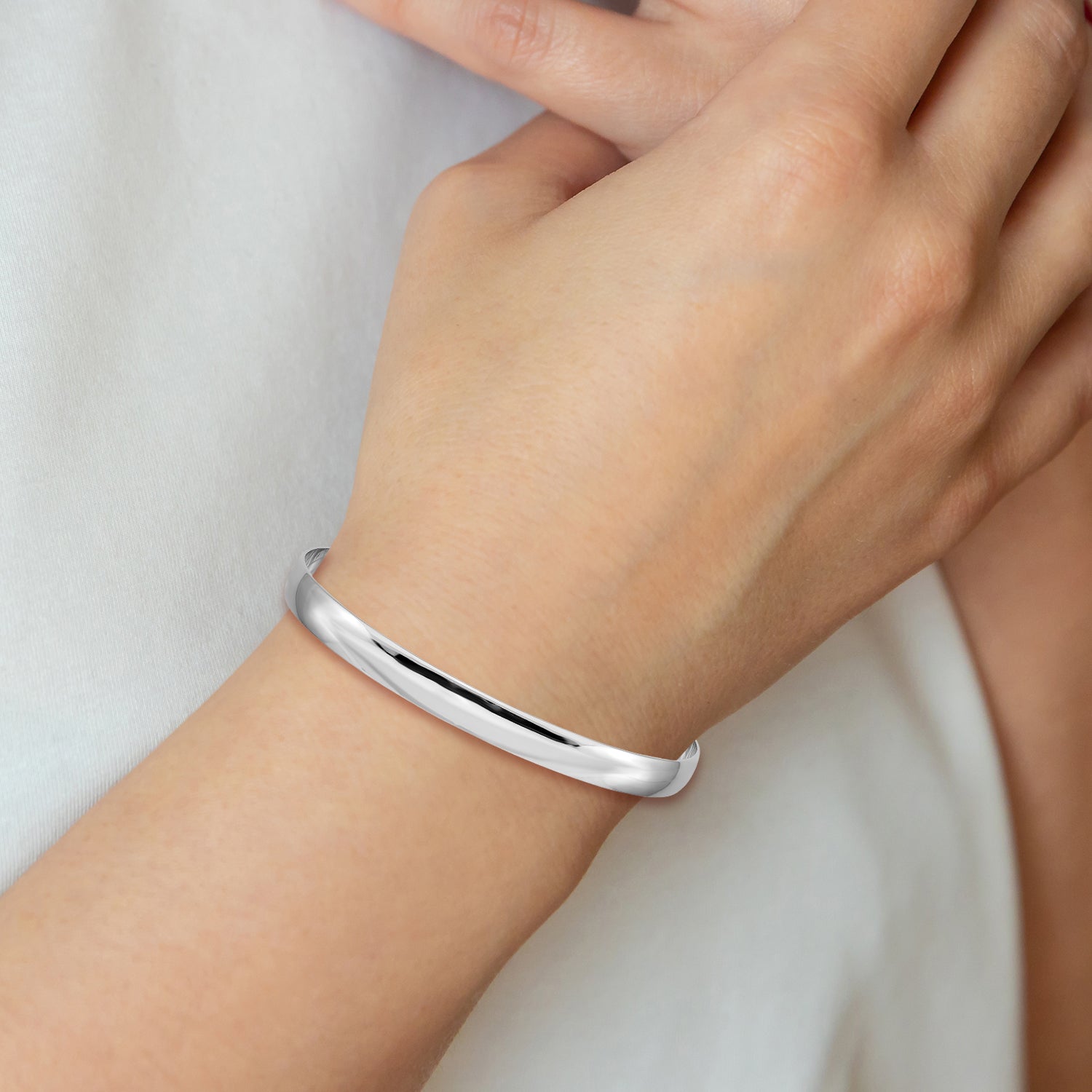 14K White Gold Engravable Polished Slip-On Bangle for Women