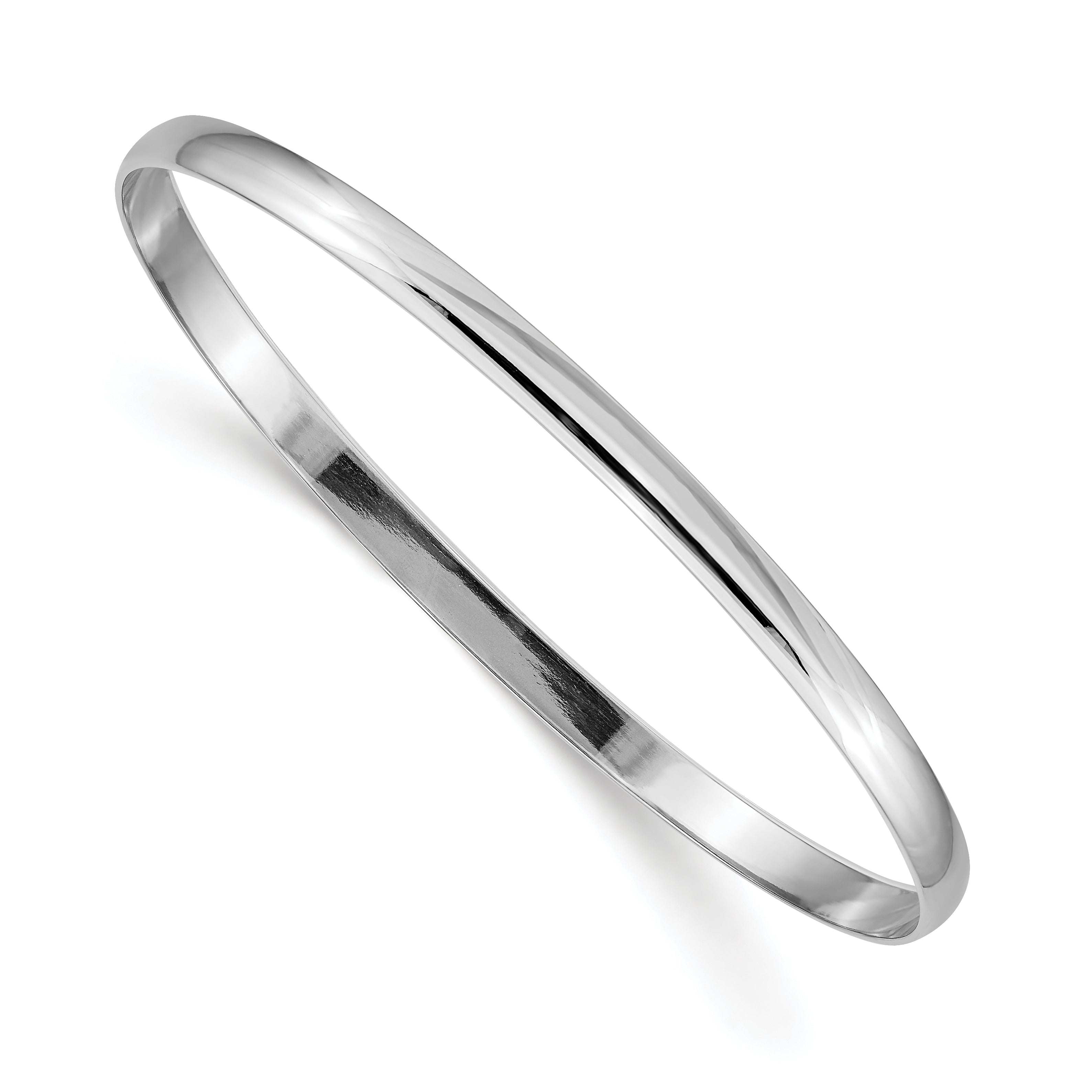 14k White Gold 4mm Solid Polished Half-Round Slip-On Bangle Main image