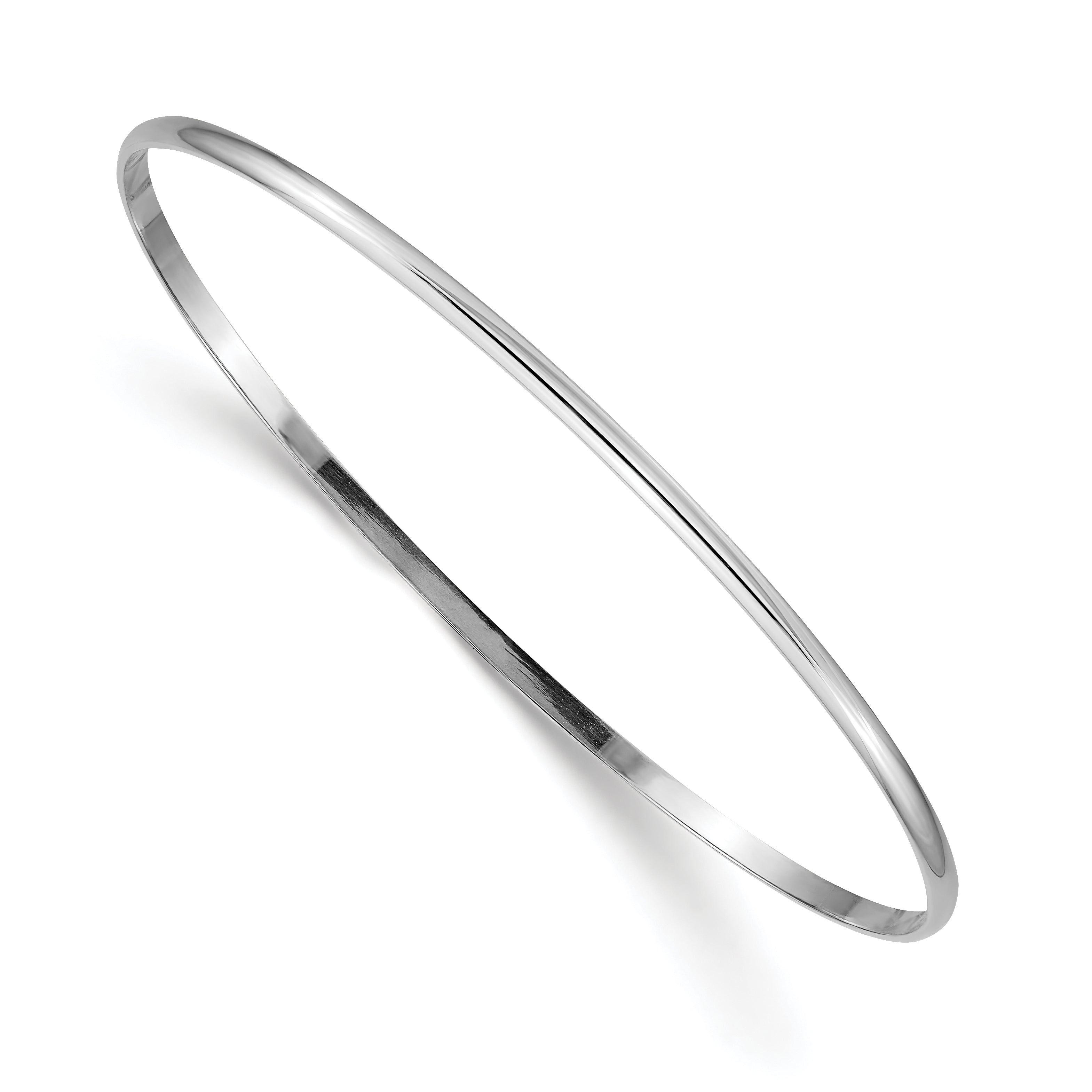 14k White Gold 2mm Solid Polished Half-Round Slip-On Bangle Main image