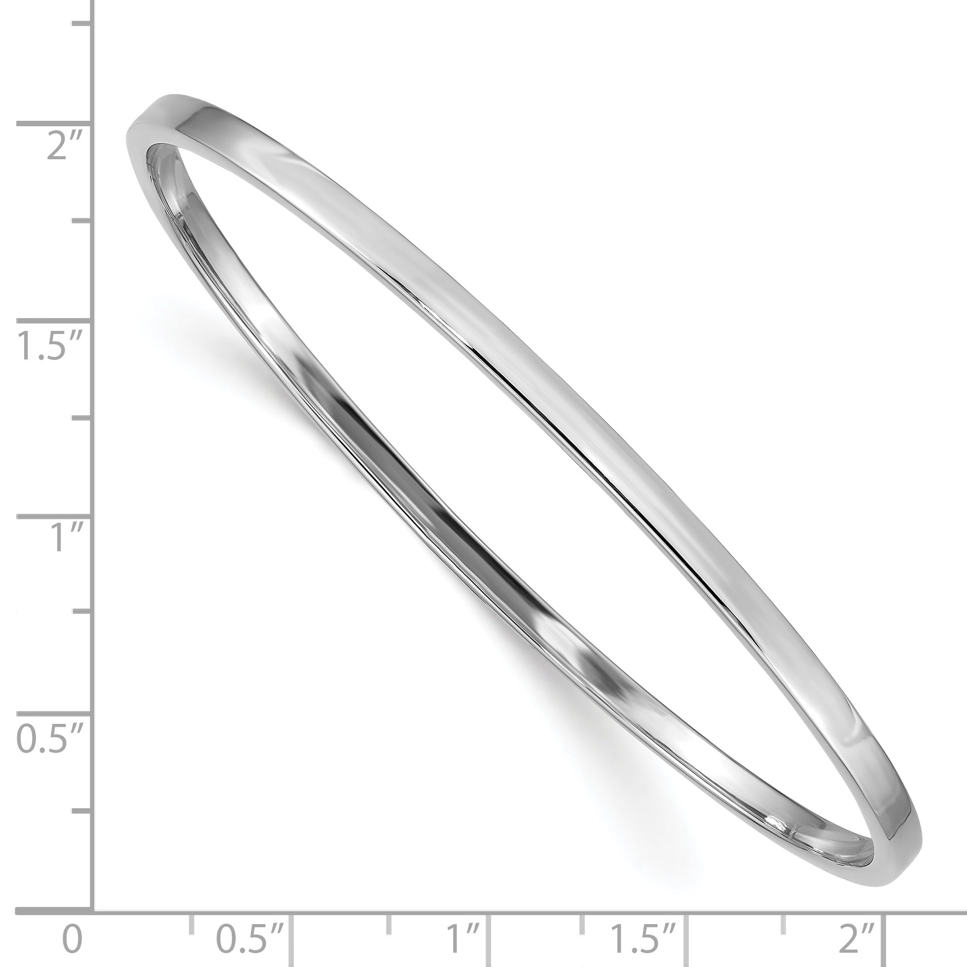 14K White Gold Polished Square Bangle Slip-On Women's Bracelet