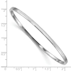 14K White Gold Polished Square Bangle Slip-On Women's Bracelet