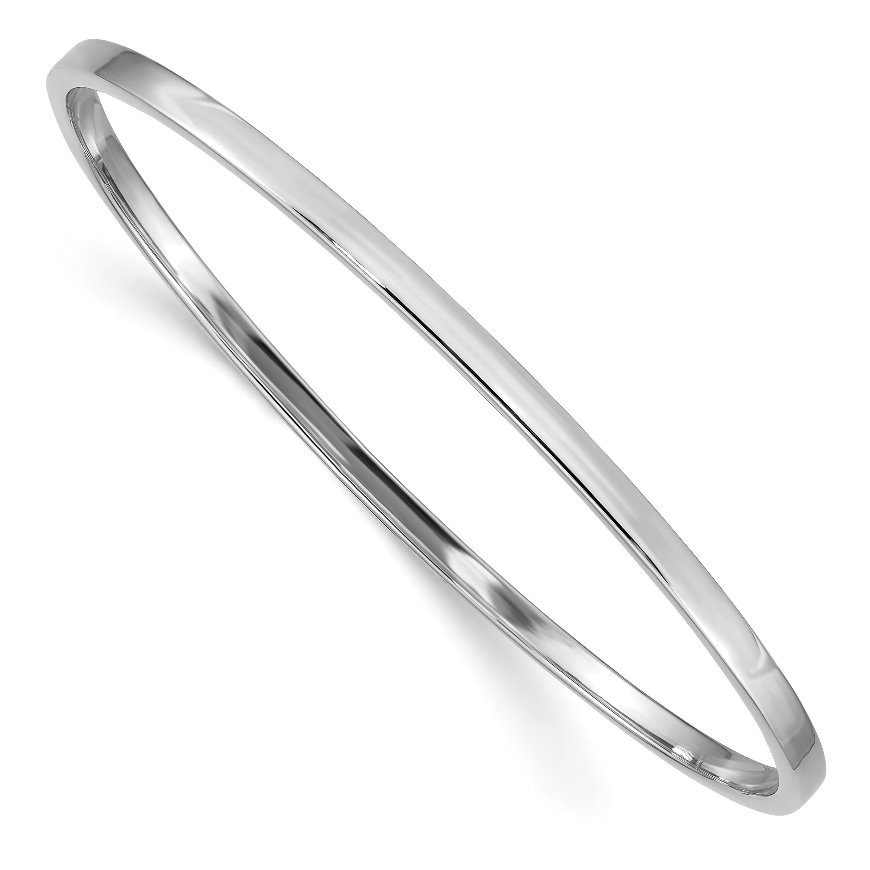 14k White Gold 3mm Polished Square Tube Slip-on Bangle Main image