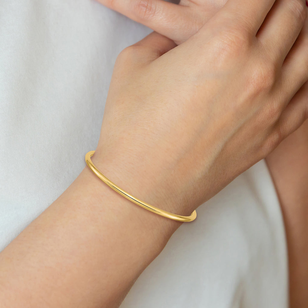 14K Gold Polished Slip-On Bangle for Women
