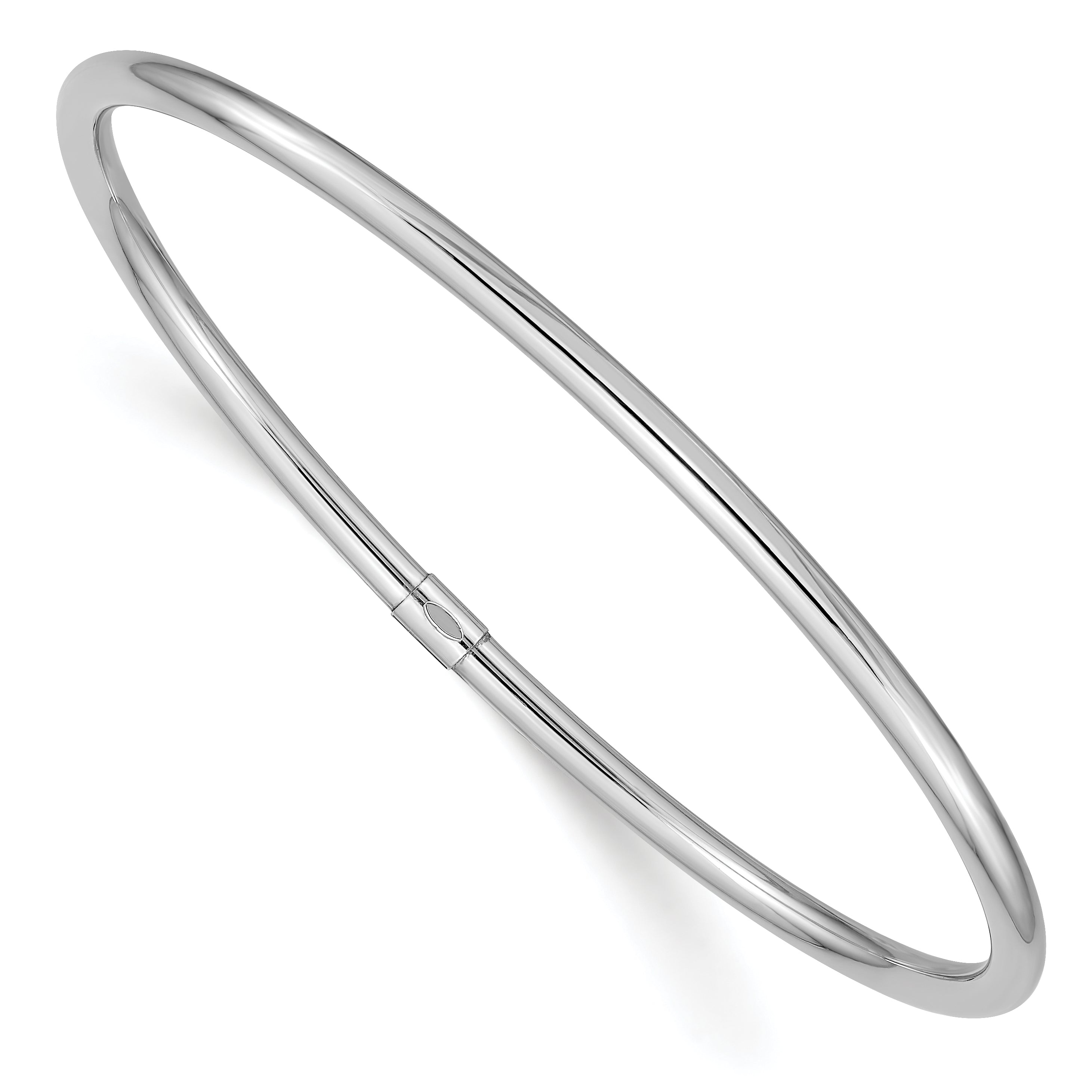 14k White Gold 3mm Polished Round Tube Slip-on Bangle Main image