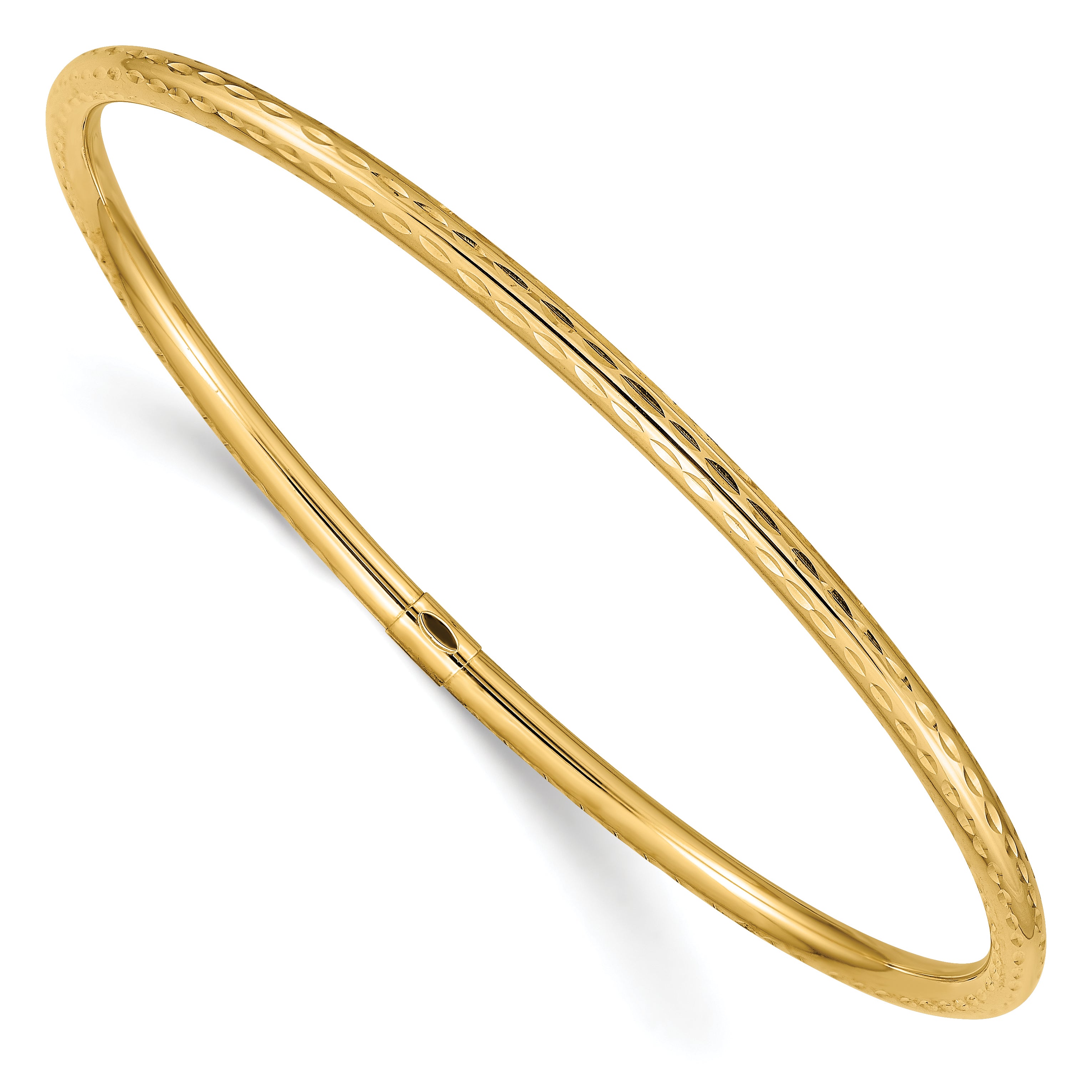 14k 3mm Diamond-cut Tube Slip-on Bangle