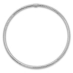 14K White Gold Diamond-Cut Slip-On Bangle with Polished Finish