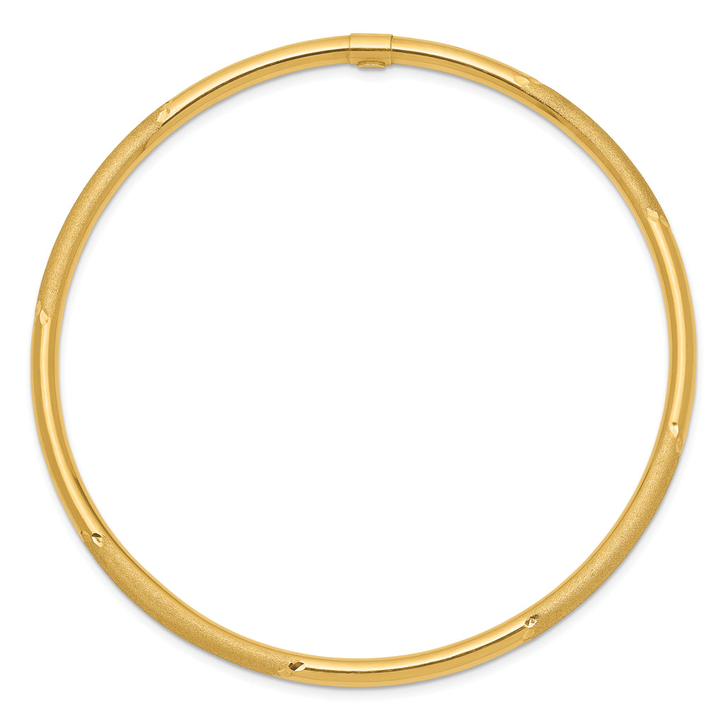 14K Gold Women's Slip-On Bangle with Polished Satin Finish
