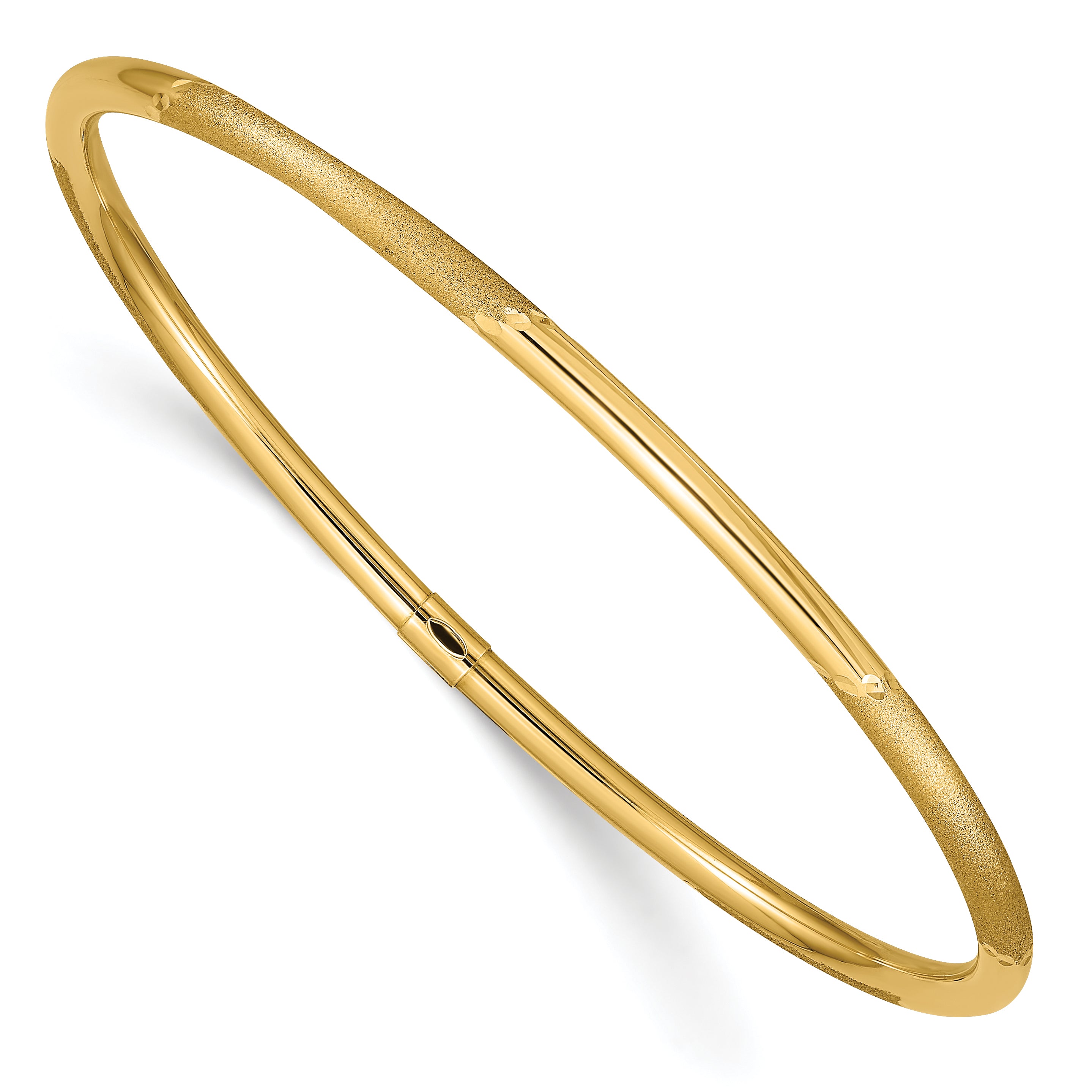 14k 3mm Polished and Satin Finish Slip-on Bangle Main image