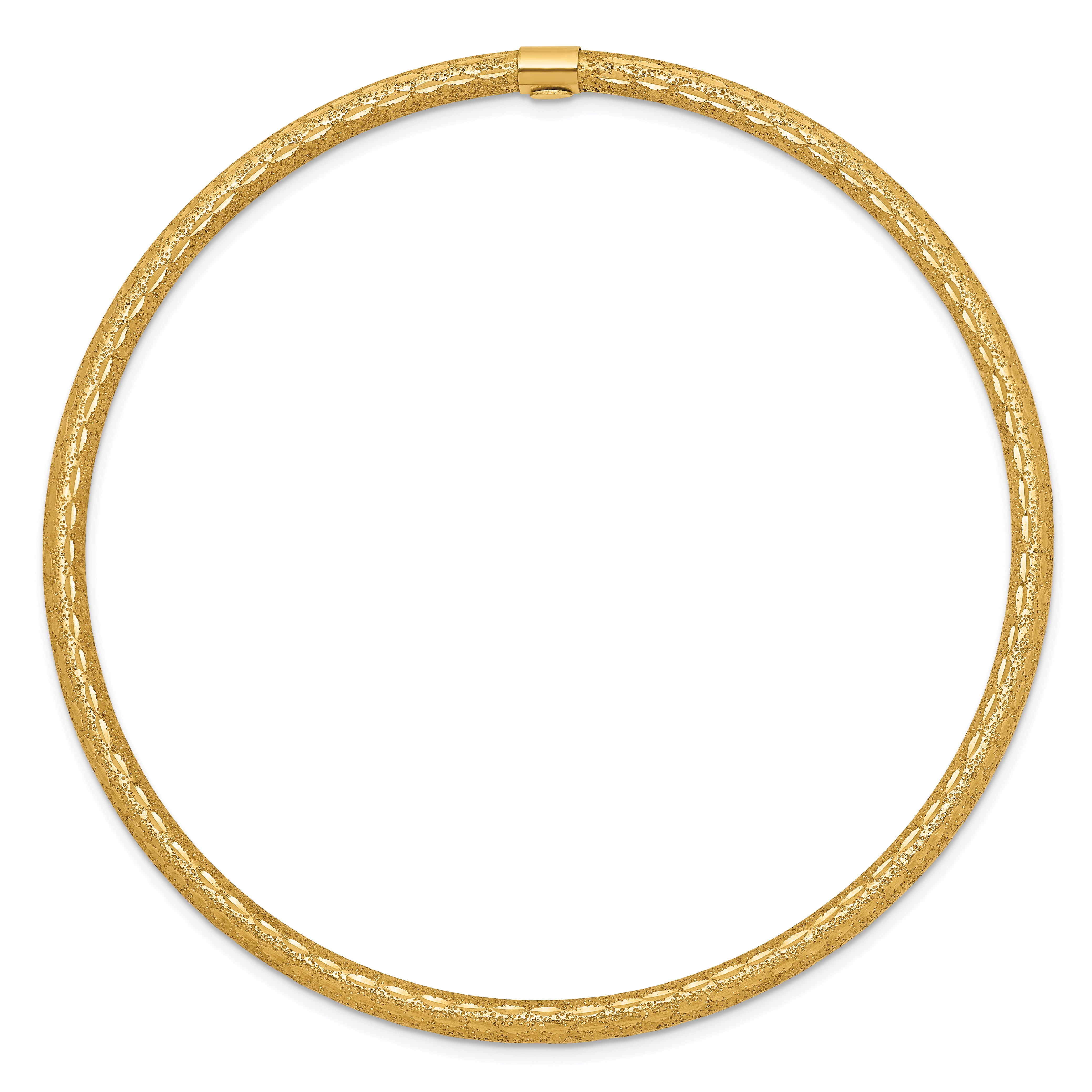 14k 3mm Satin Finish Diamon-cut Tube Slip-on Bangle Secondary image