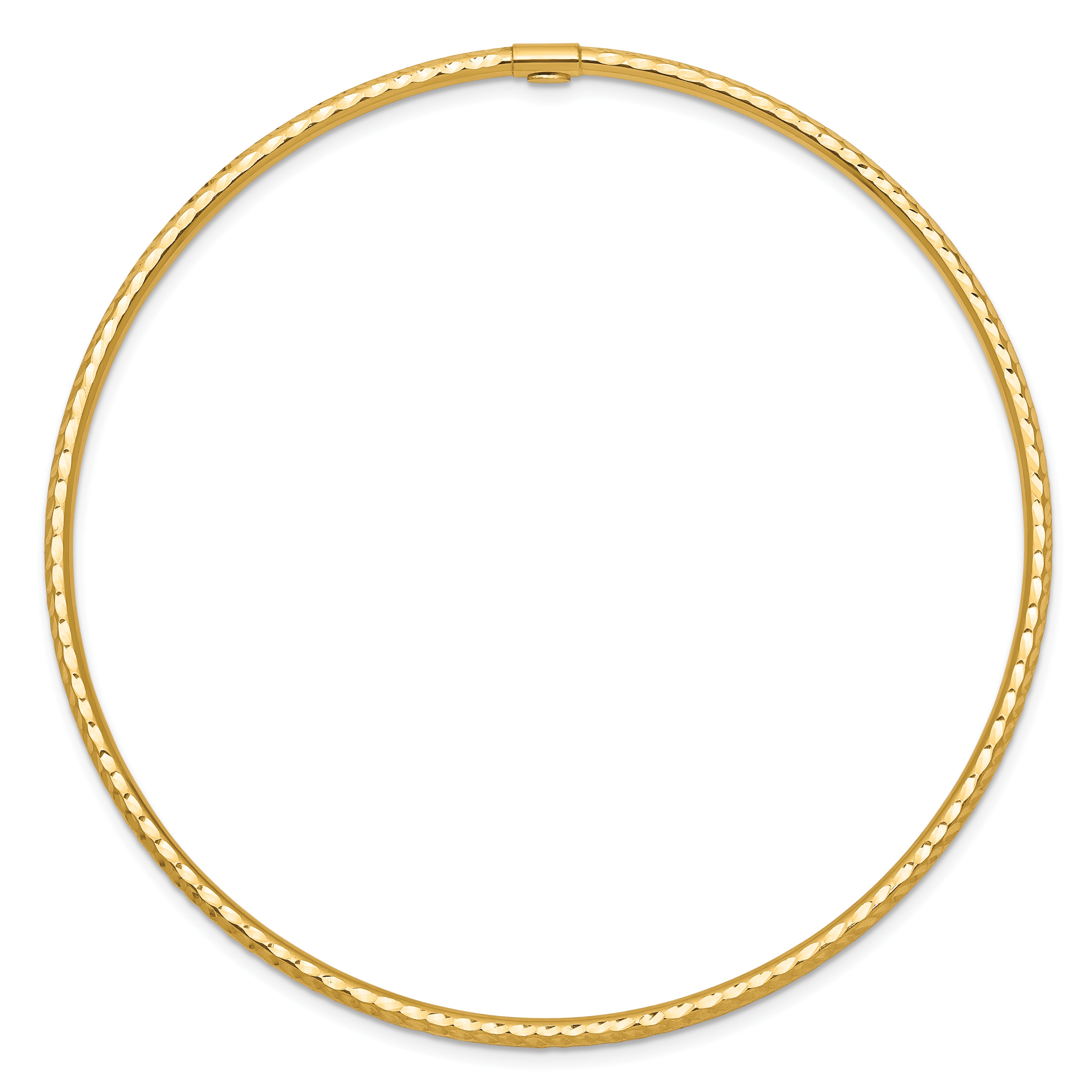 14K Gold Diamond-Cut Slip-On Bangle  Elegant Women's Bracelet