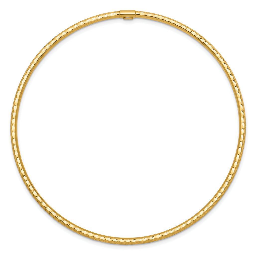 14K Gold Diamond-Cut Slip-On Bangle  Elegant Women's Bracelet