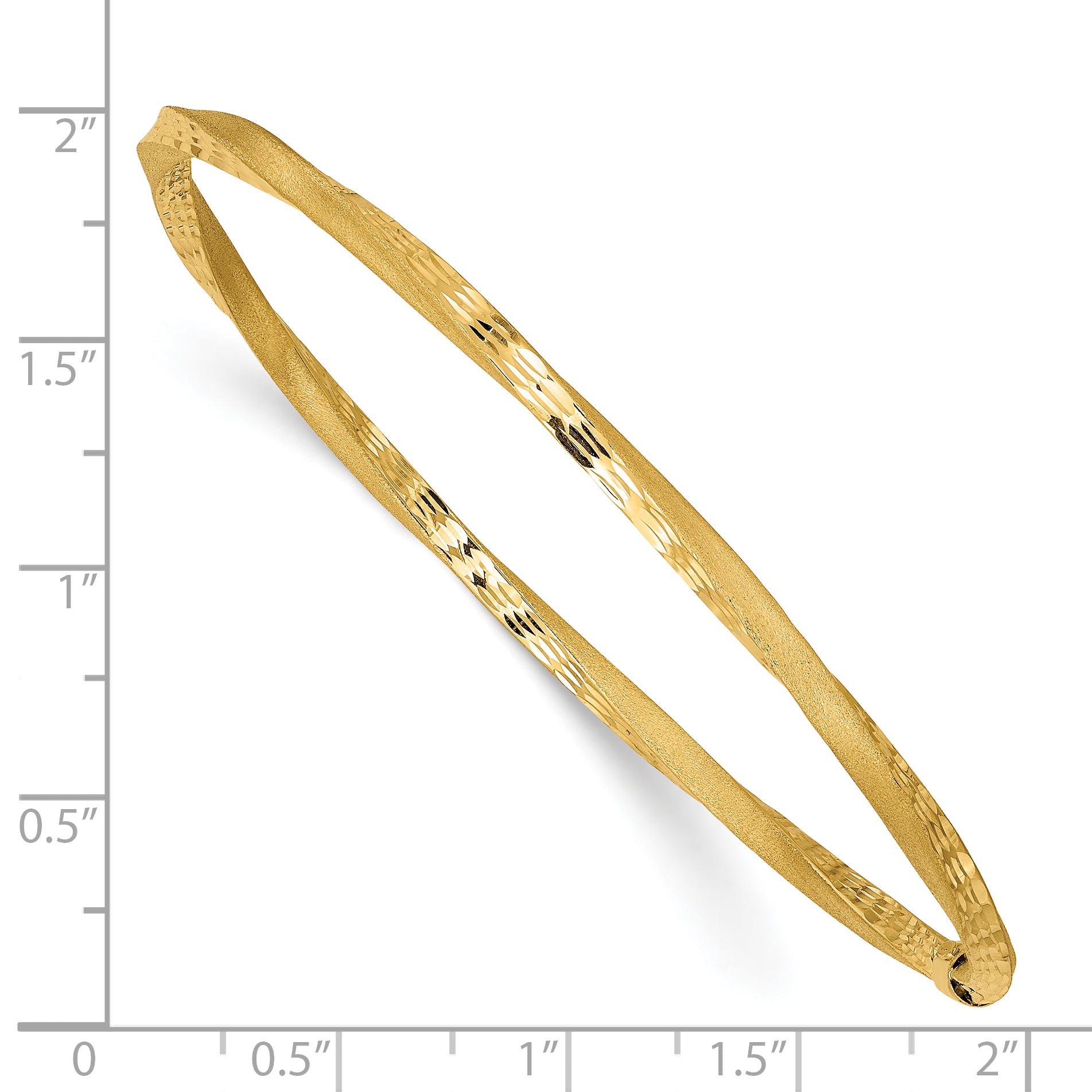 14K Gold Satin Diamond-Cut Twist Bangle for Women by Sophia Jewelers