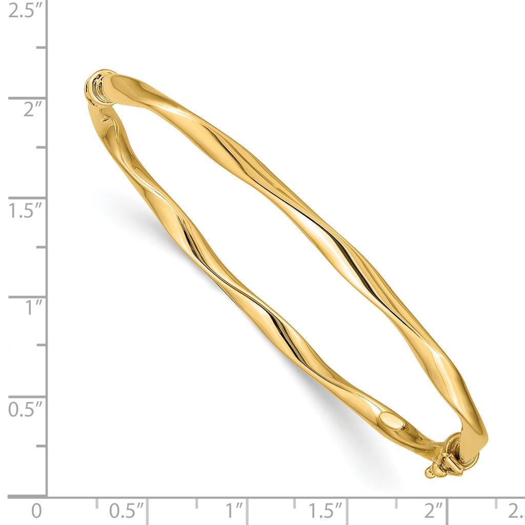 14k Twisted Tube Hinged Bangle