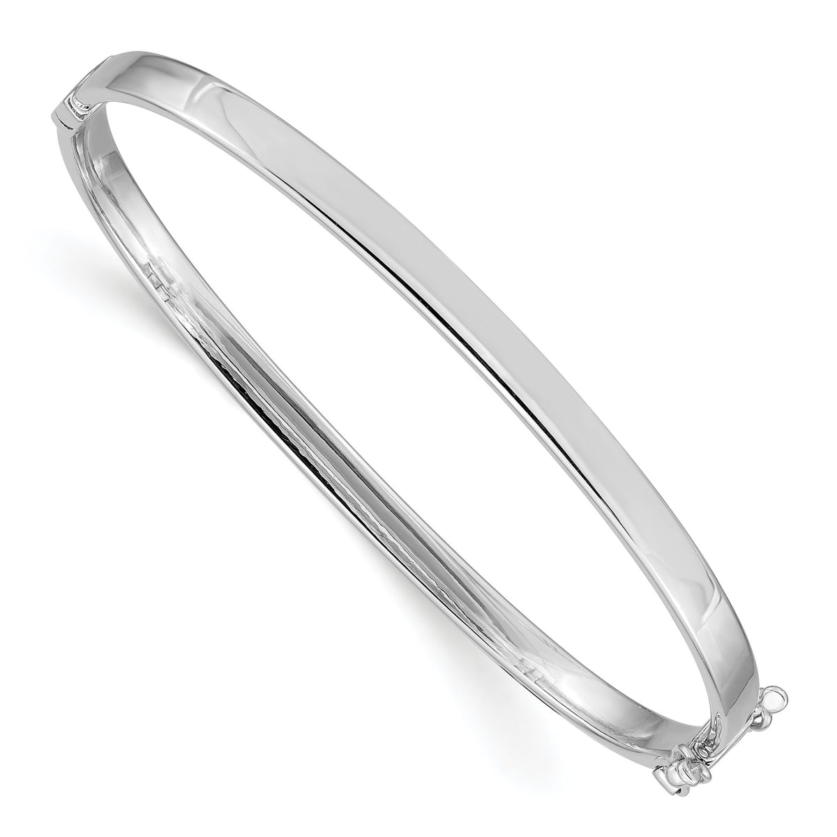 Oval Bangle Bracelet in 14K White Gold, 4mm Hinged, 7 Inch - Sophia Jewelers Main image