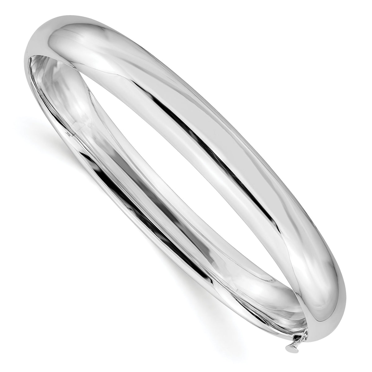 High Bangle Bracelet in 14K White Gold, 8mm Hinged, 7 Inch - Sophia Jewelers Main image