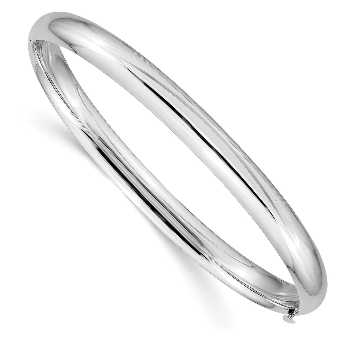 High Bangle Bracelet in 14K White Gold, 6mm Hinged, 7 Inch - Sophia Jewelers Main image