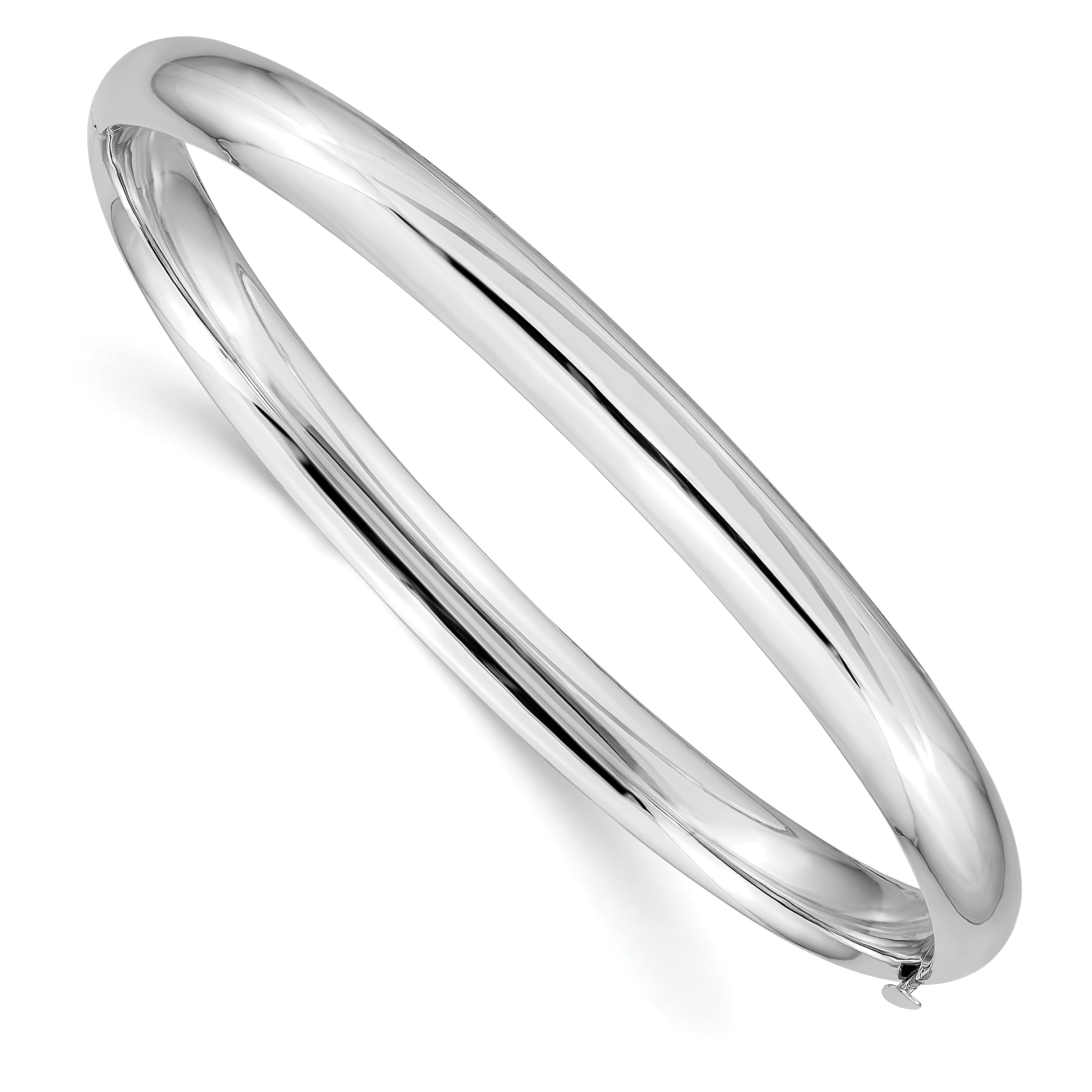 14k White Gold High Polished 6.00mm Hinged Bangle Main image