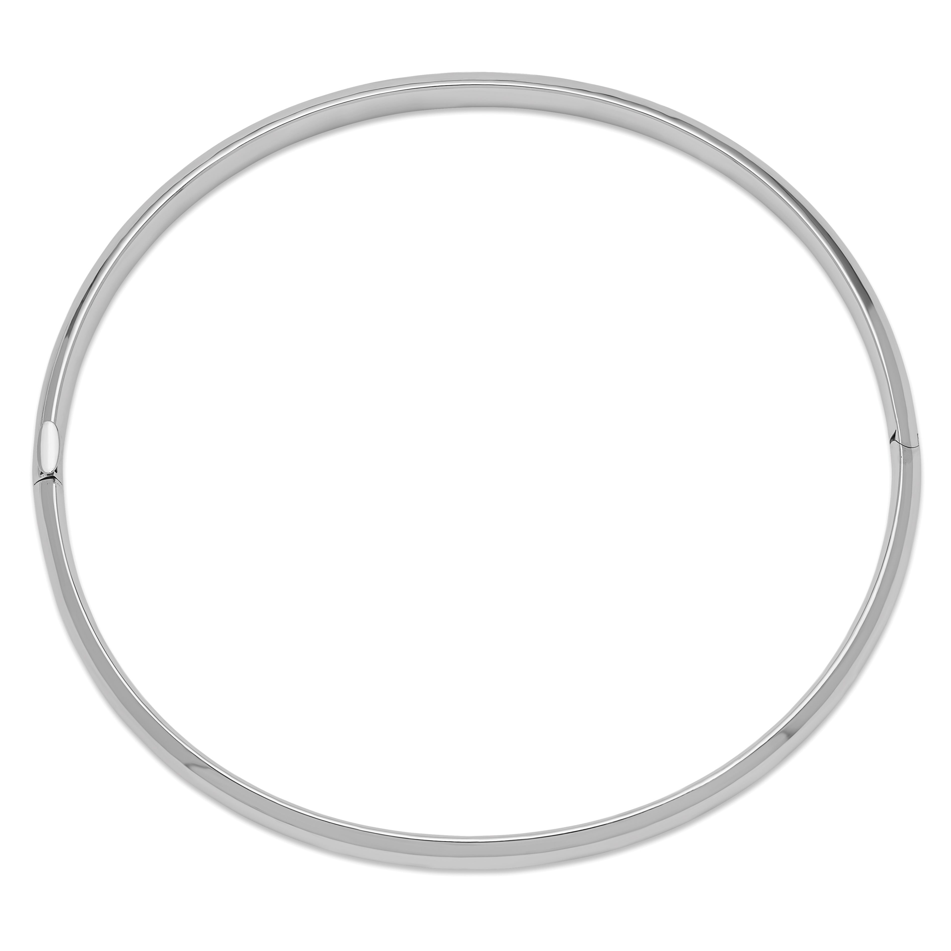 14k White Gold High Polished 4.0mm Hinged Bangle