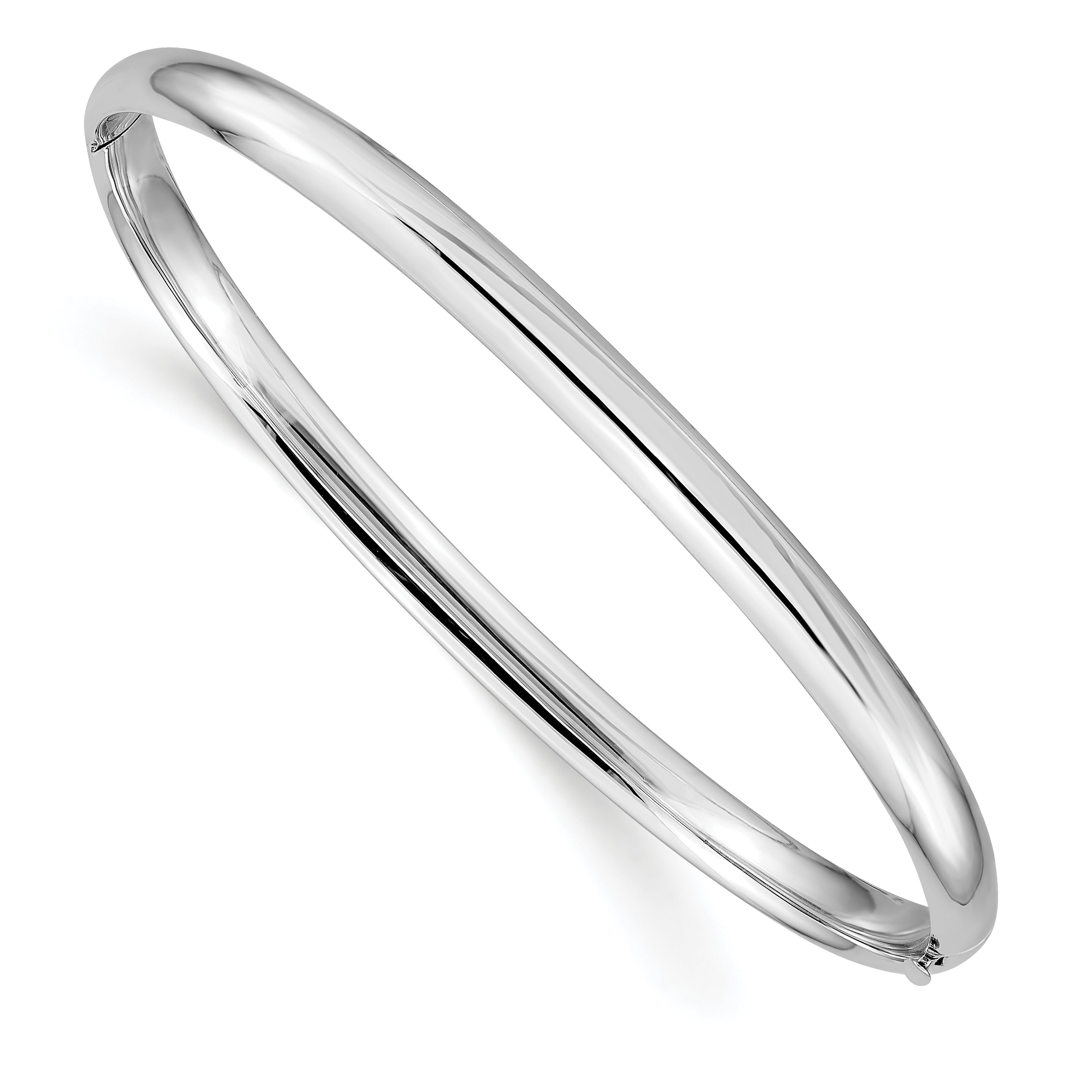 14k White Gold High Polished 4.0mm Hinged Bangle Main image