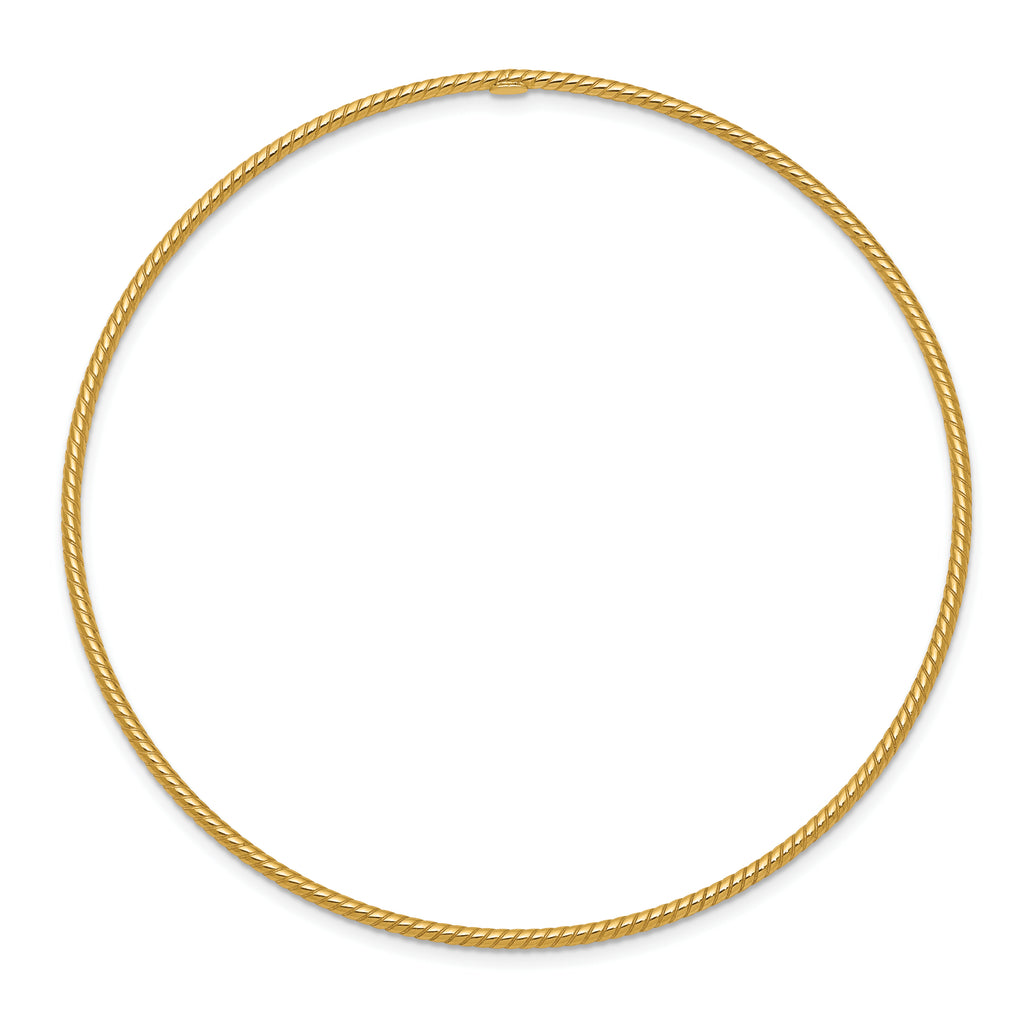 14K Gold Textured Slip-On Bangle Bracelet with Chic Elegance for Women