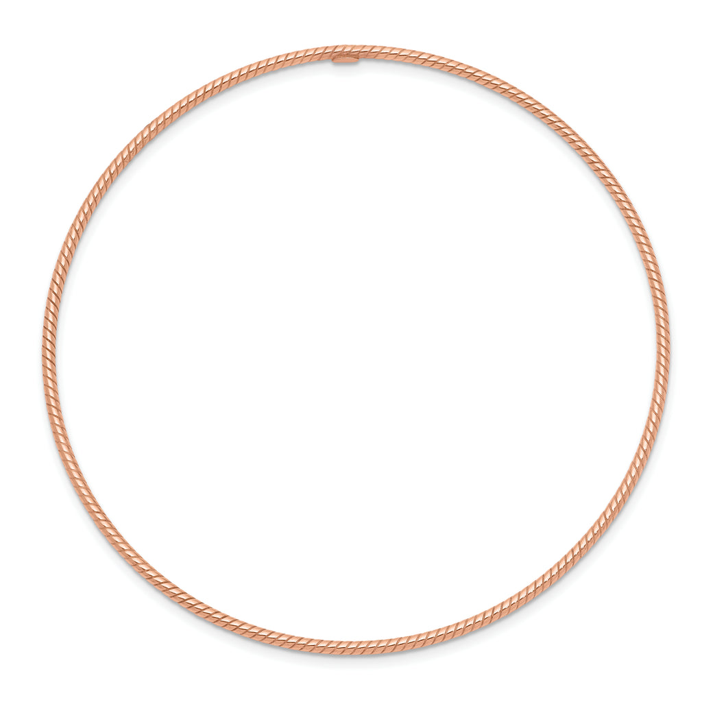 14K Rose Gold Textured Bangle Bracelet with Polished Finish EffortleSterling Silver Elegance for Women