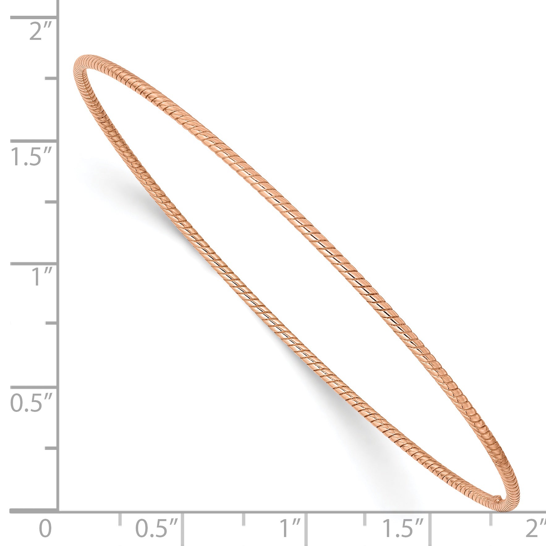 14k 1.5mm Rose Gold Textured Slip-on Bangle Bracelet