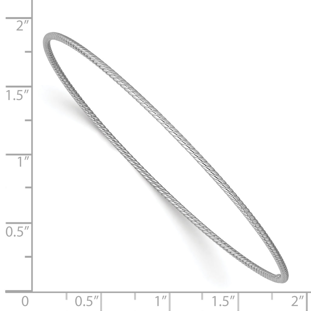 Sophia Jewelers 14K White Gold Textured Bangle with Polished Finish