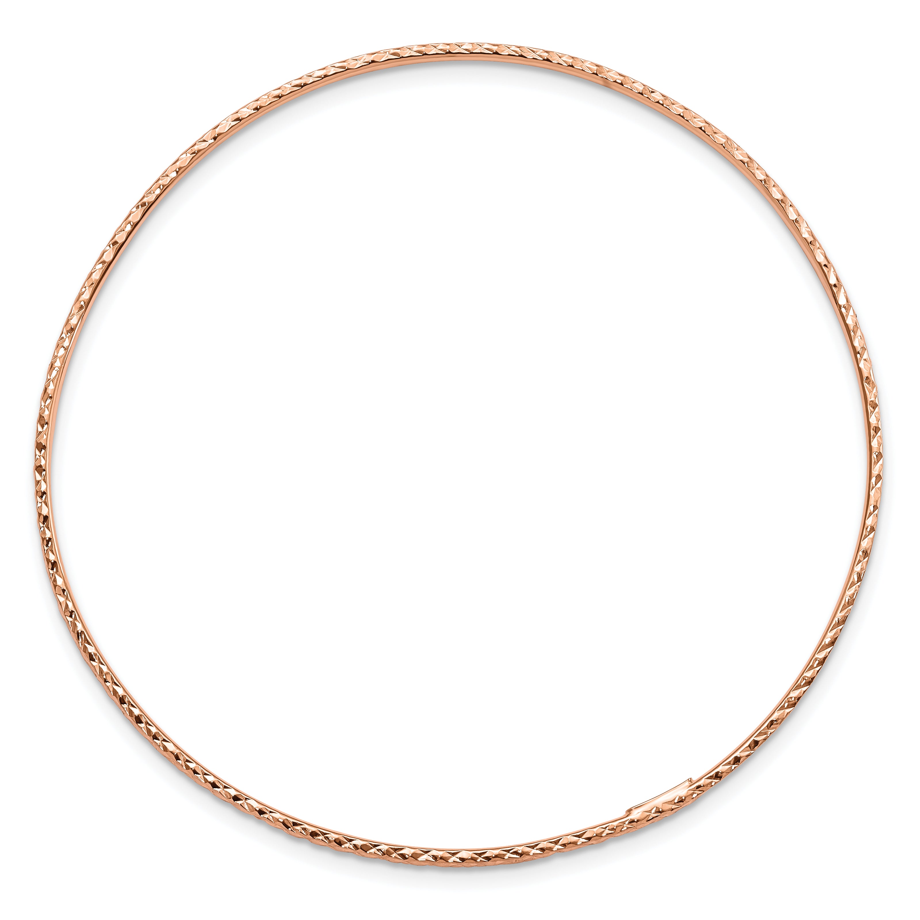 14K Rose Gold Diamond-Cut Bangle Bracelet for Women Elegant Slip-On Design