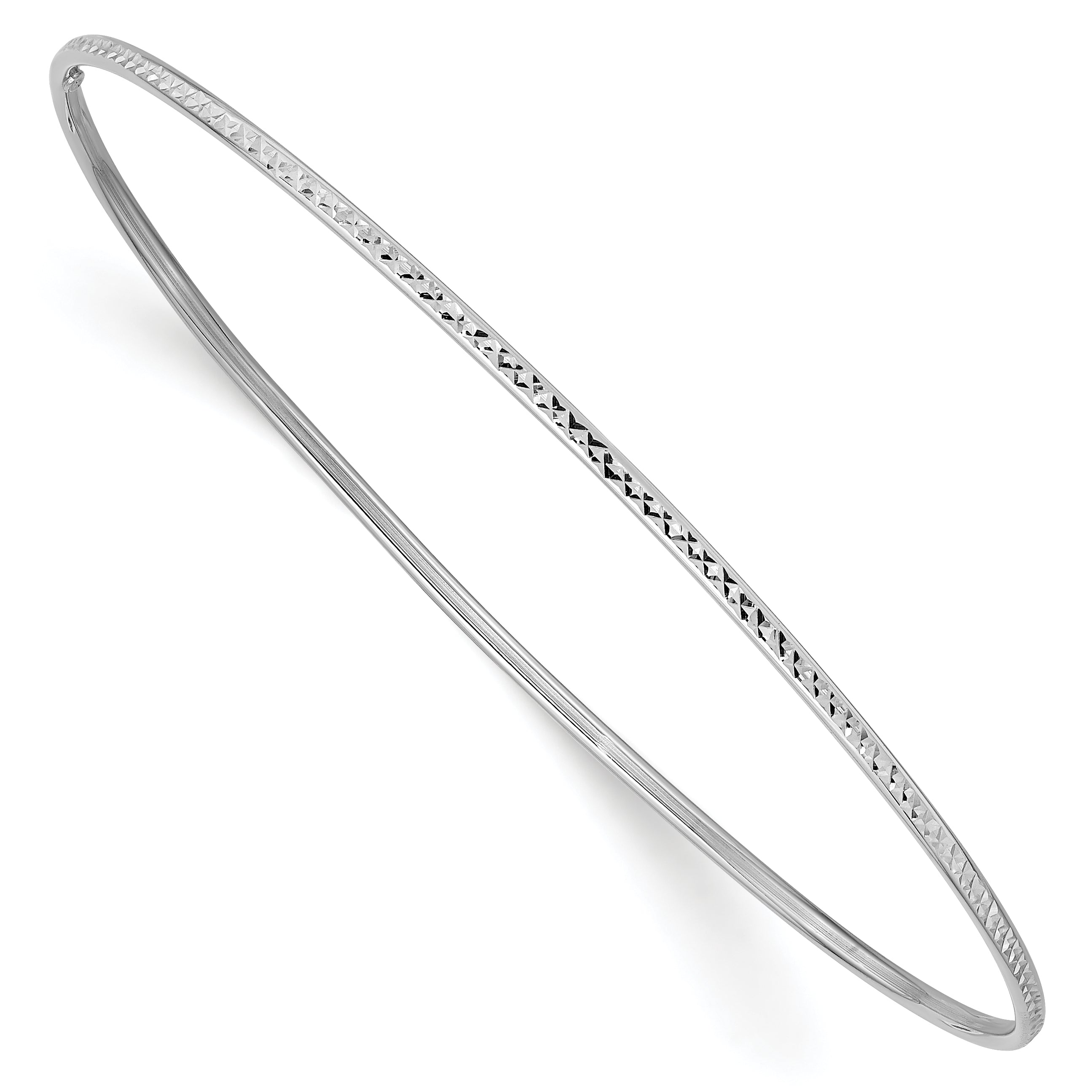 14k 1.5mm White Gold Diamond-Cut Slip-on Bangle Bracelet Main image