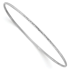 14k 1.5mm White Gold Diamond-Cut Slip-on Bangle Bracelet