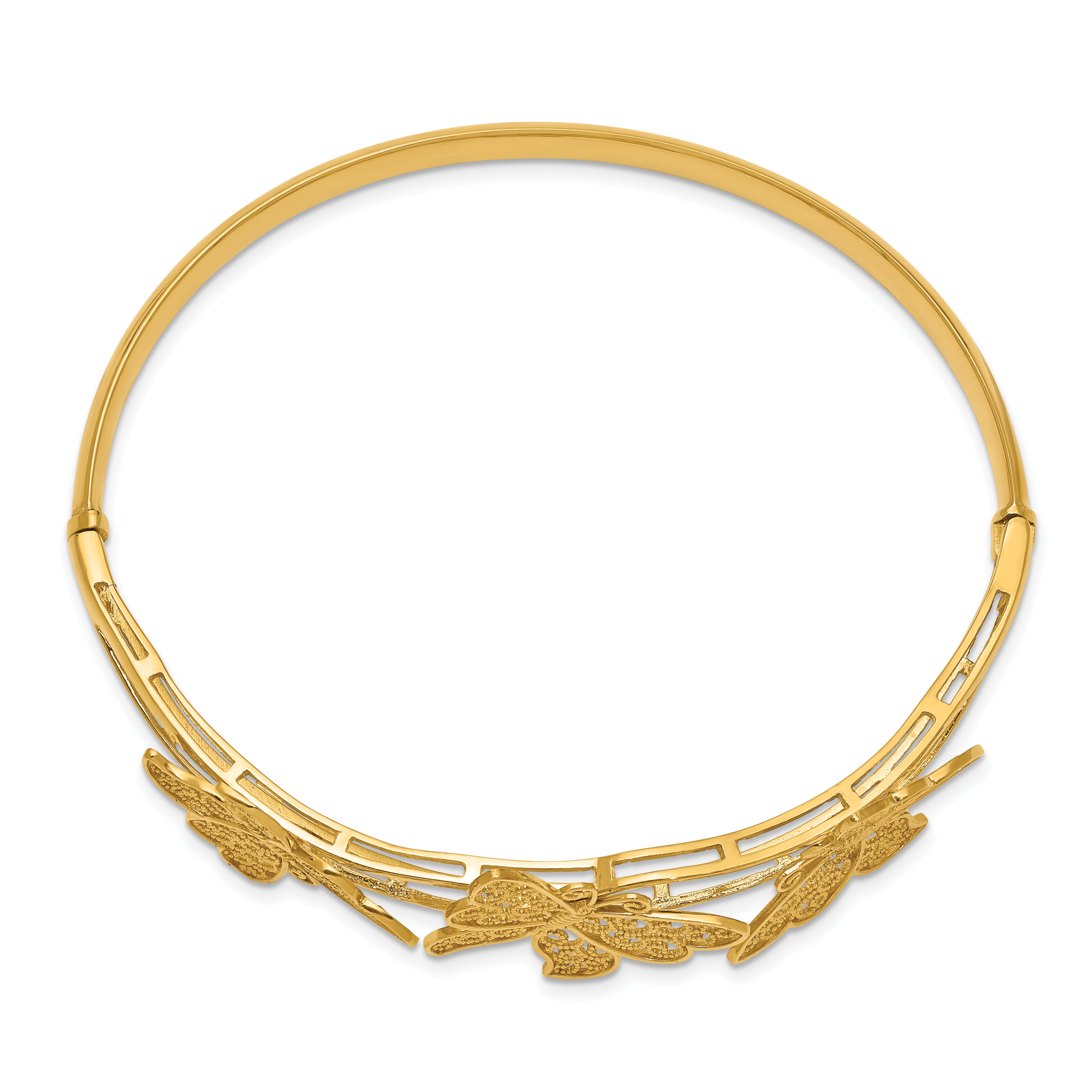 Sophia Jewelers 14K Gold Butterfly Filigree Hinged Bangle Bracelet