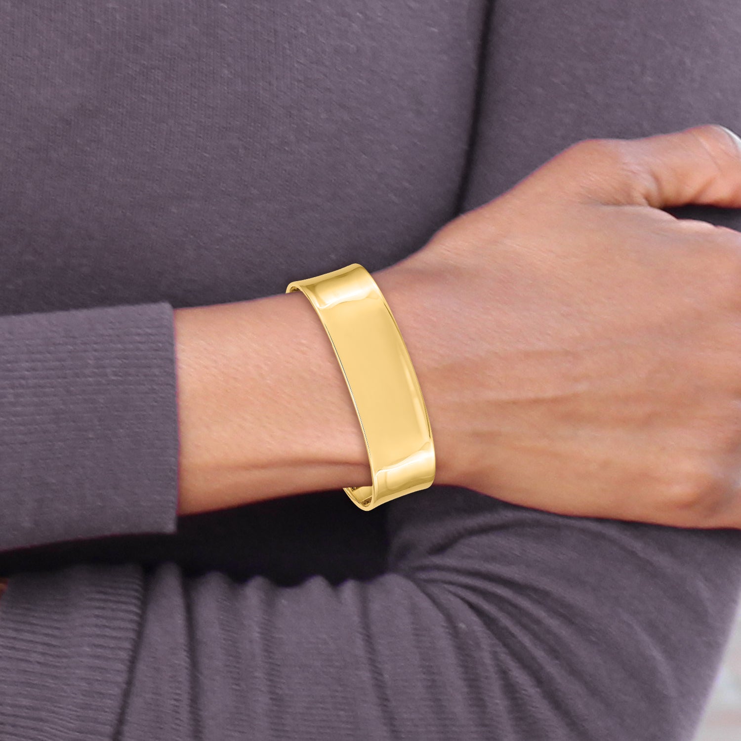Sophia Jewelers 14K Gold Polished Cuff Bangle Elegant Women's Bracelet